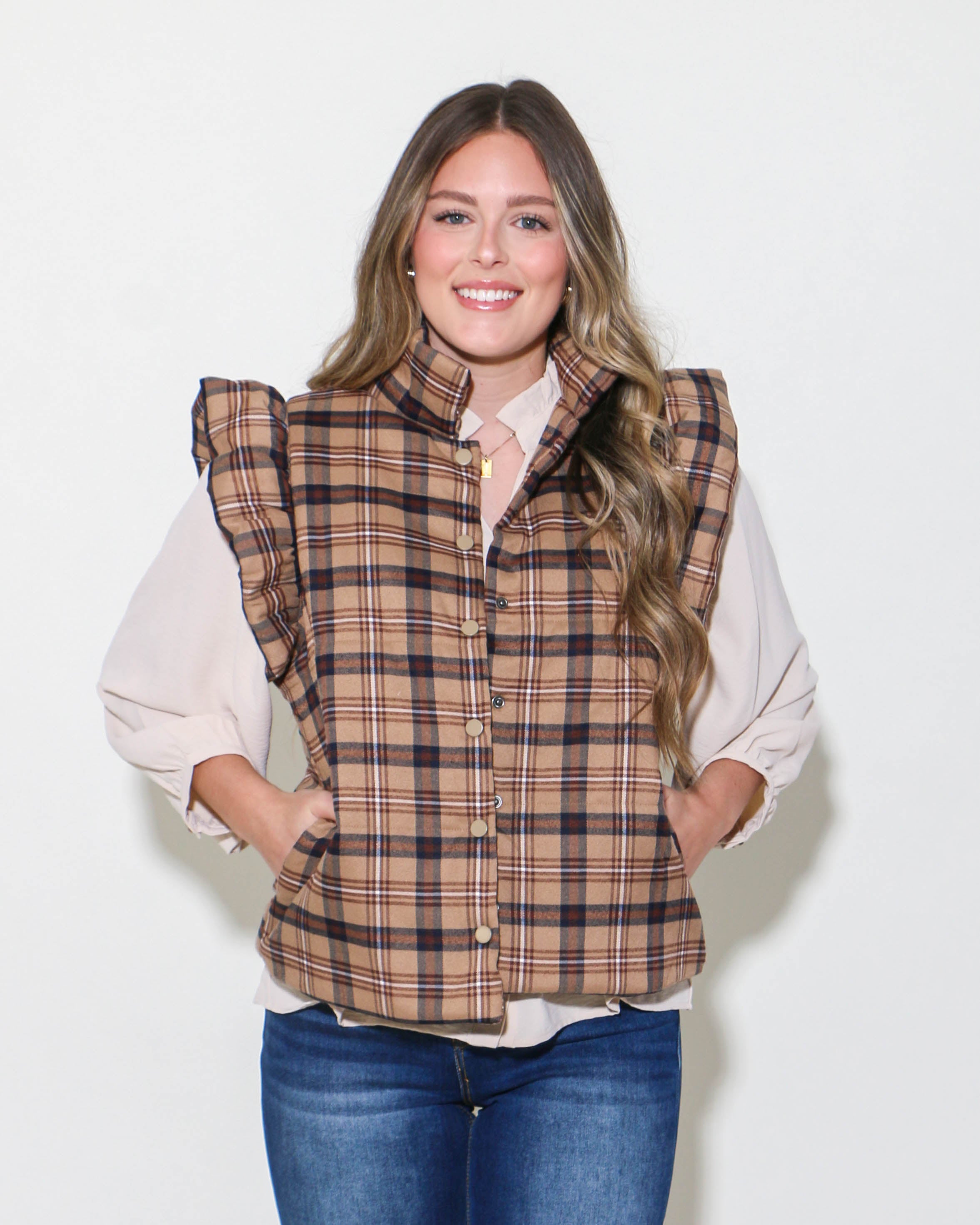 THML Plaid Puffer Vest