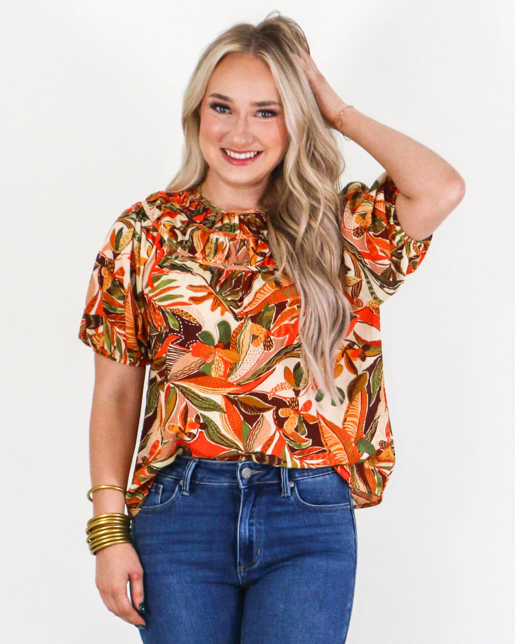 Puff Sleeve Floral Top