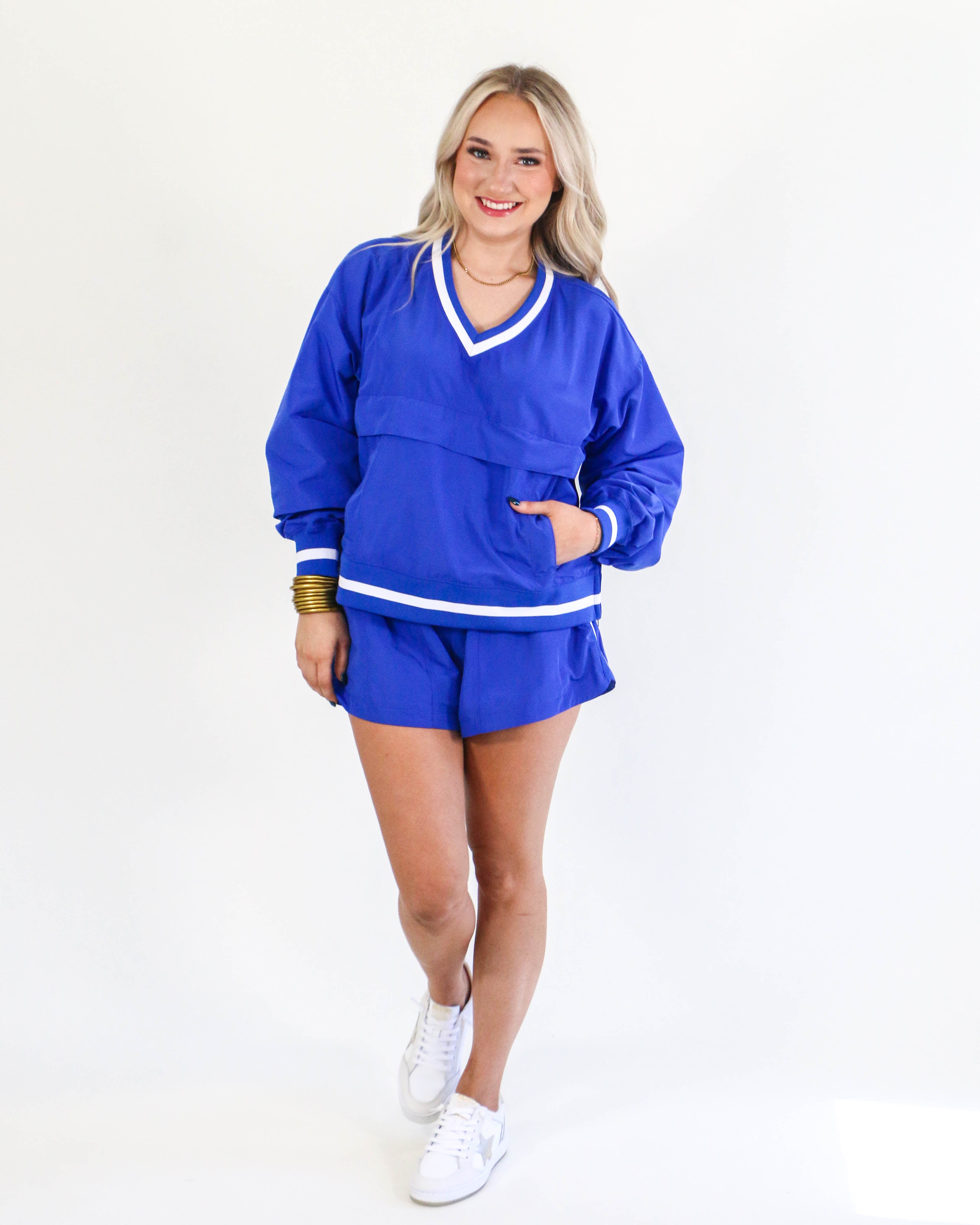 Windbreaker Top and Shorts Set in Blue