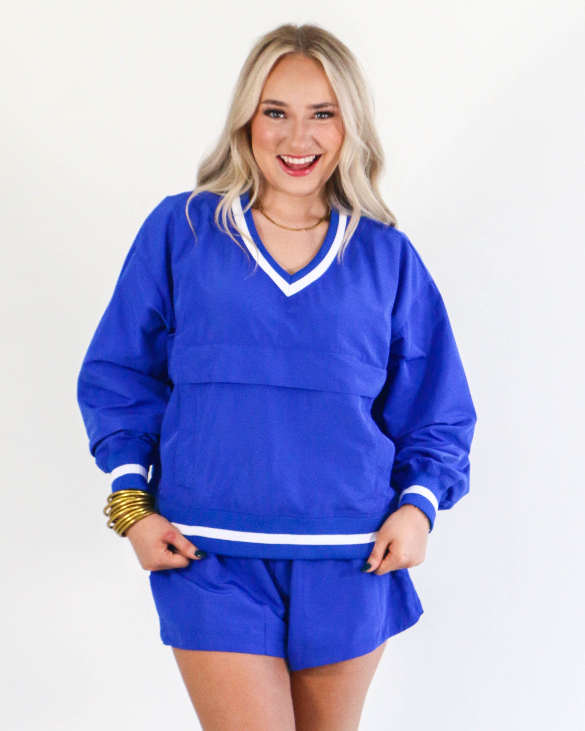 Windbreaker Top and Shorts Set in Blue