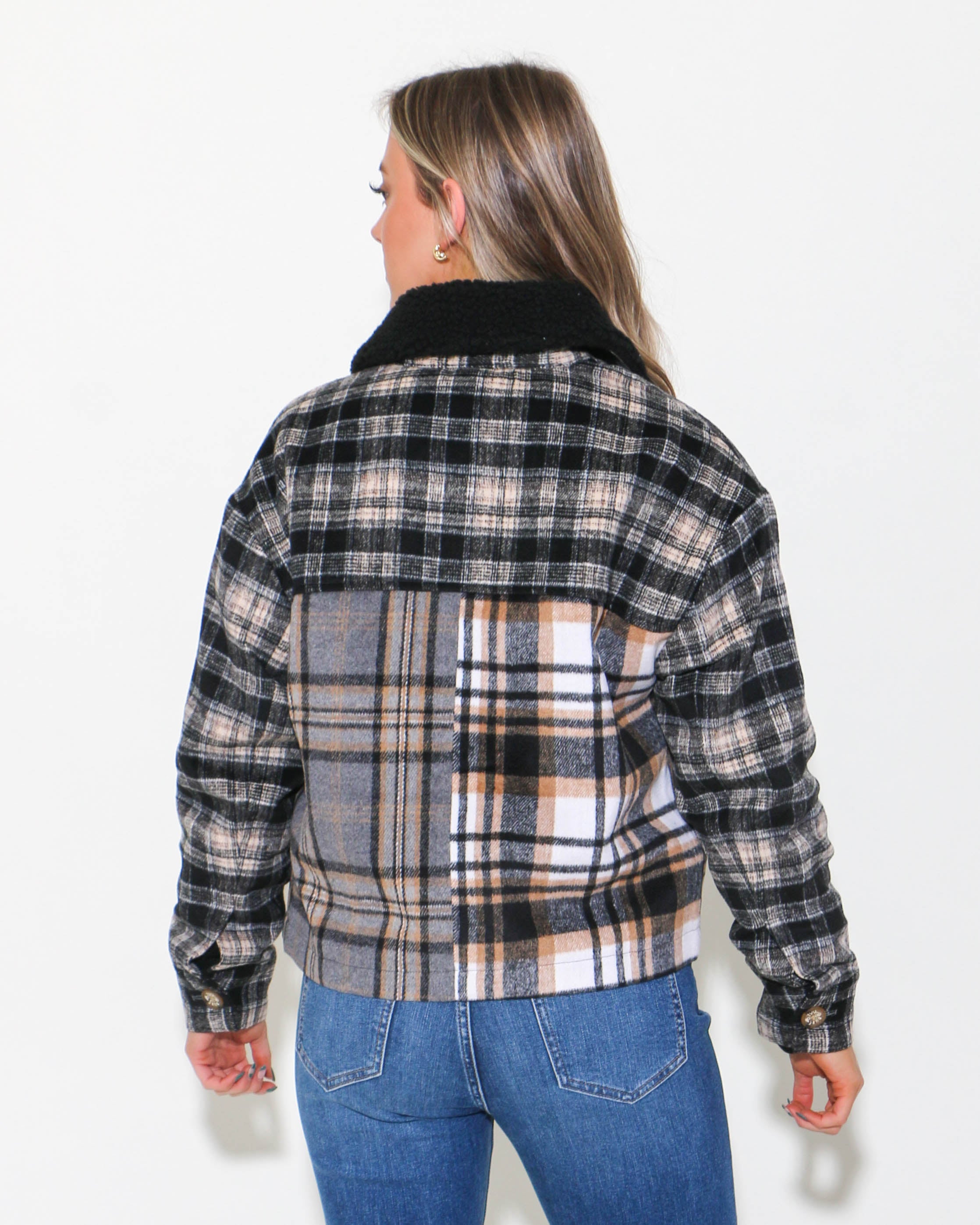 Patched Plaid Jacket