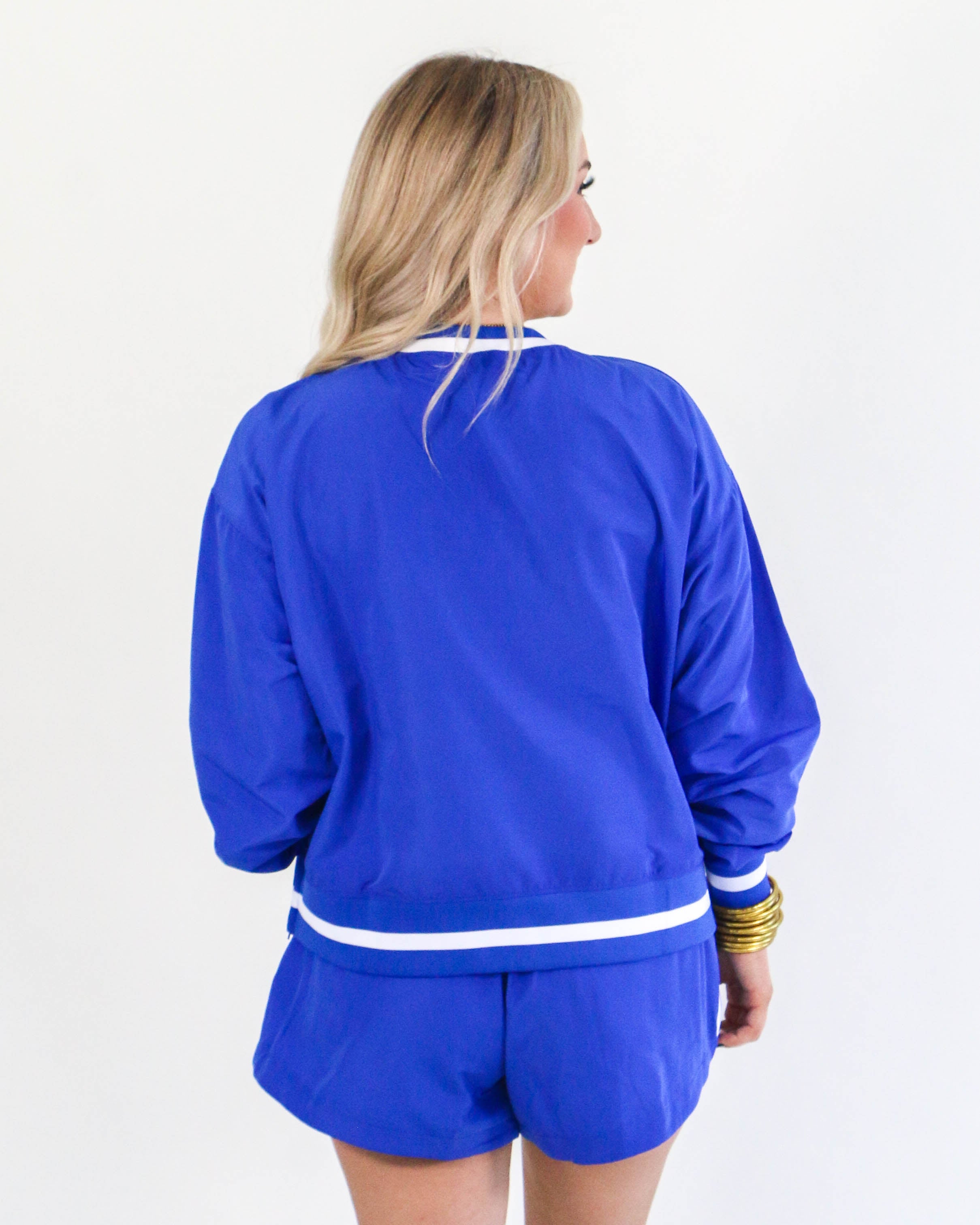 Windbreaker Top and Shorts Set in Blue