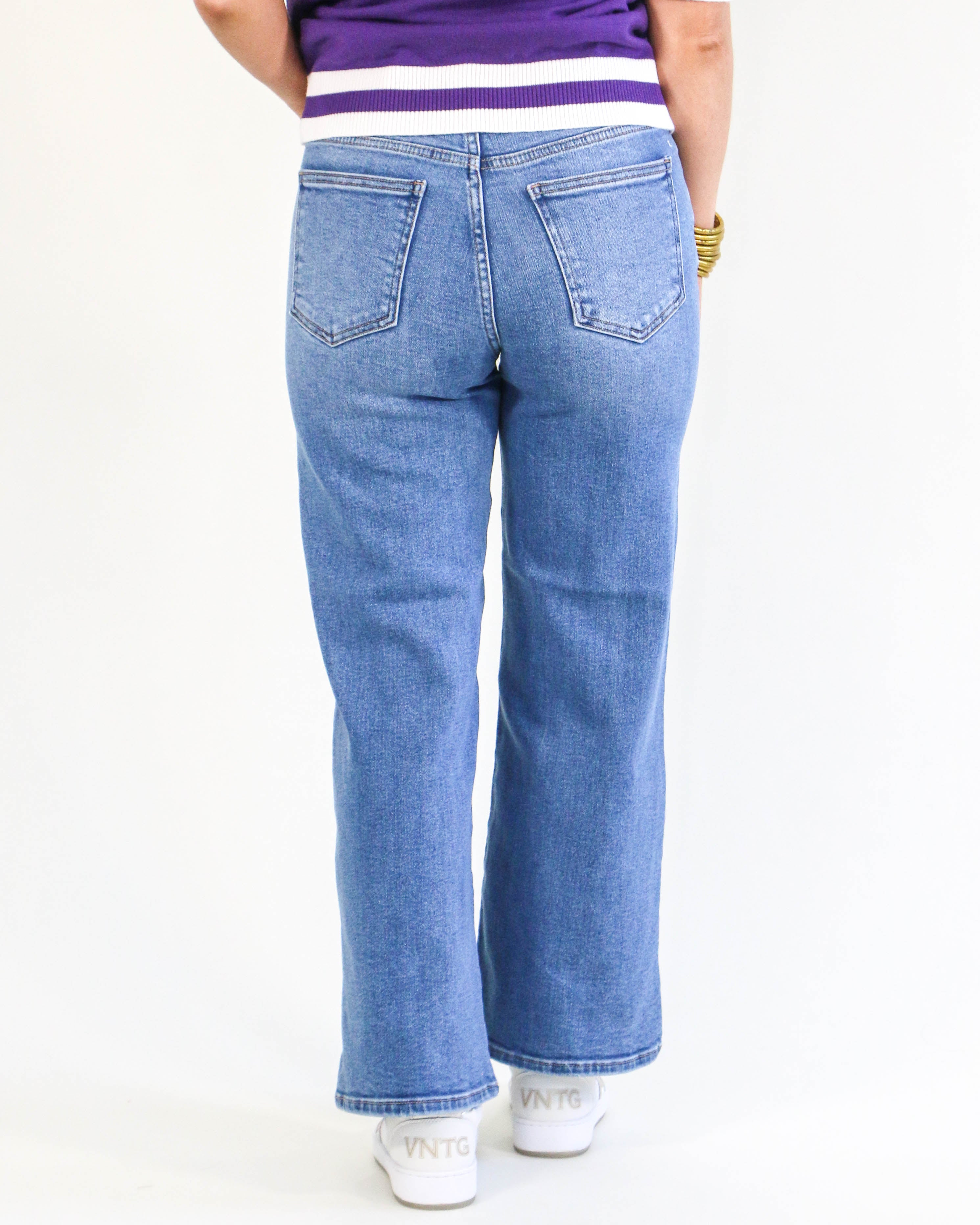 Just USA Slim Wide Leg in Medium Denim