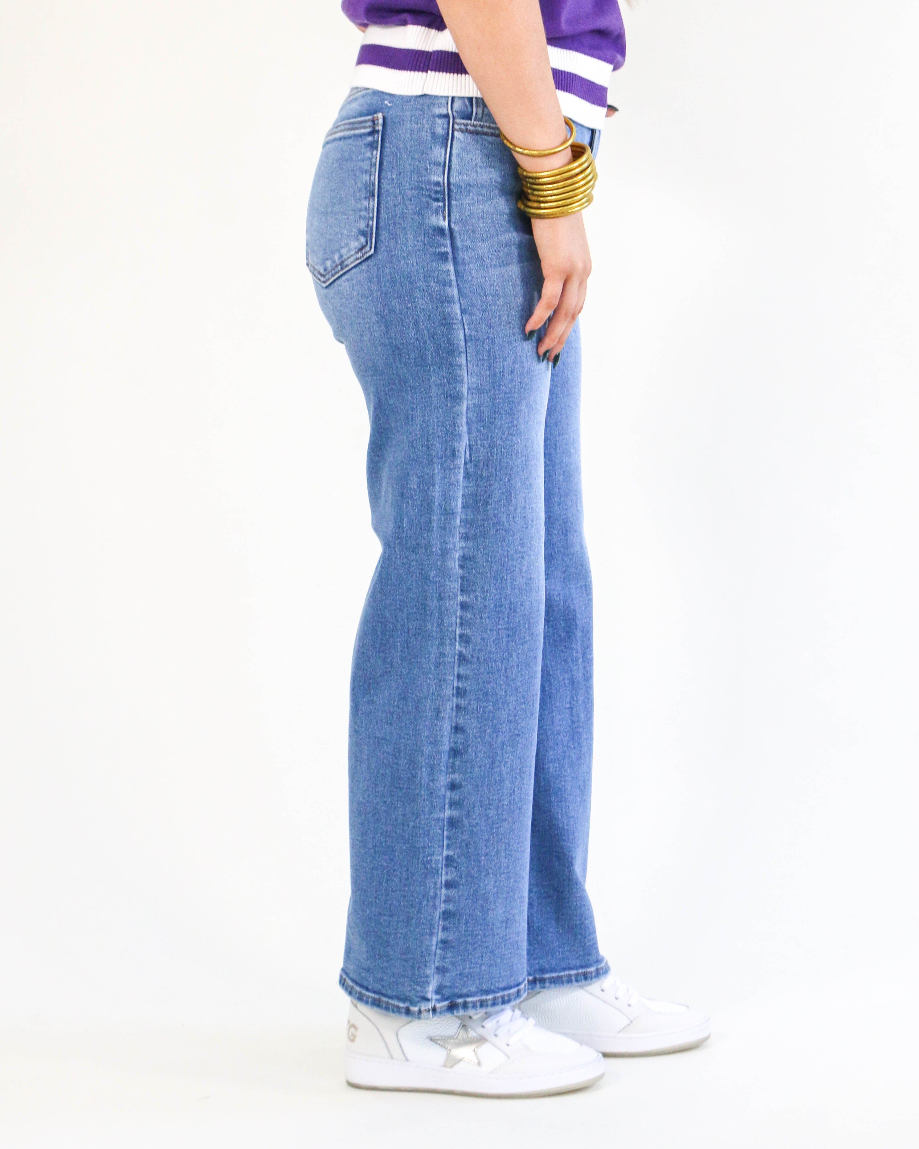 Just USA Slim Wide Leg in Medium Denim