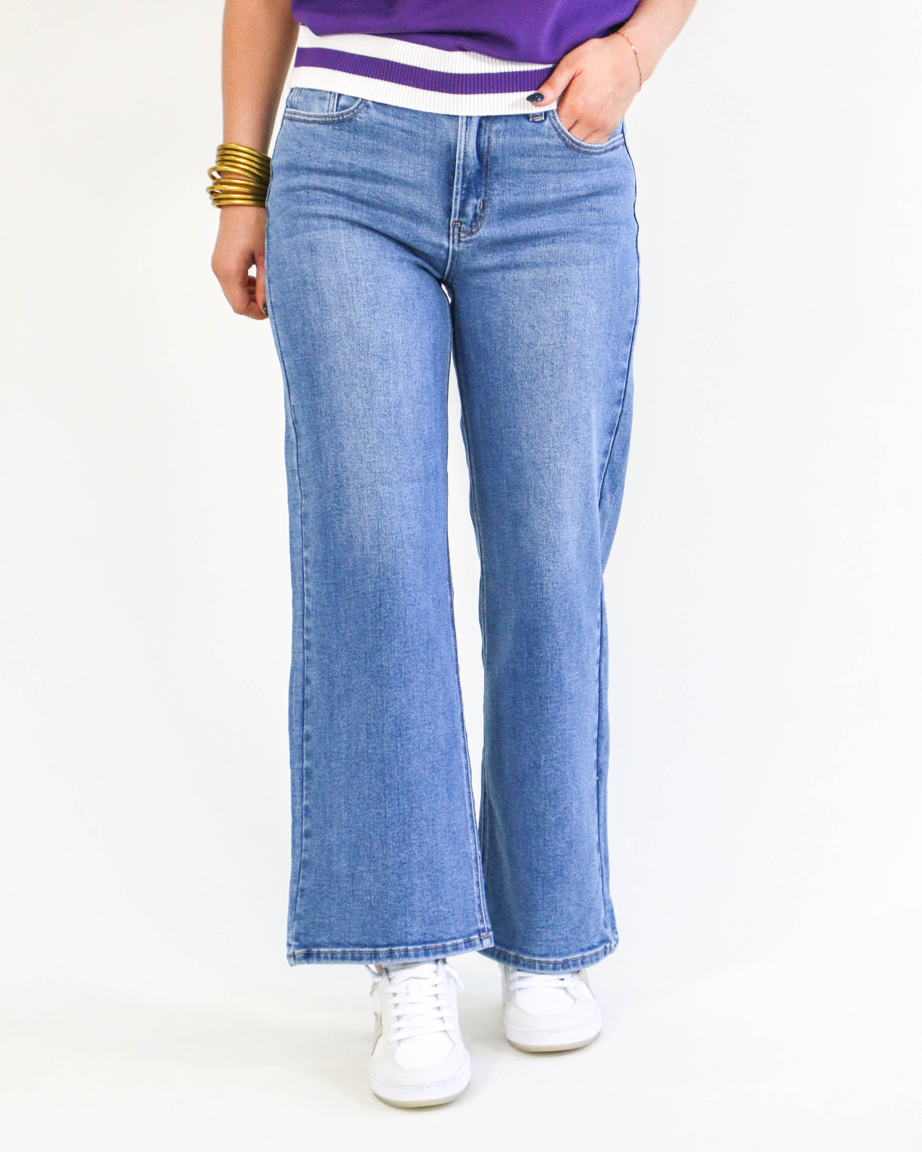 Just USA Slim Wide Leg in Medium Denim