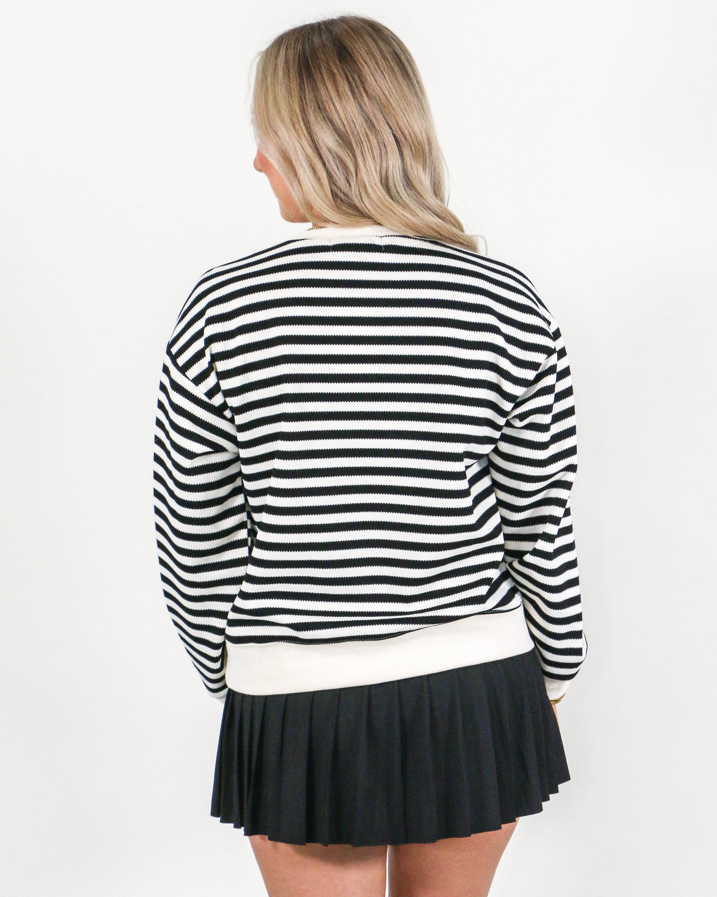 Striped with Ribbon Patch Top