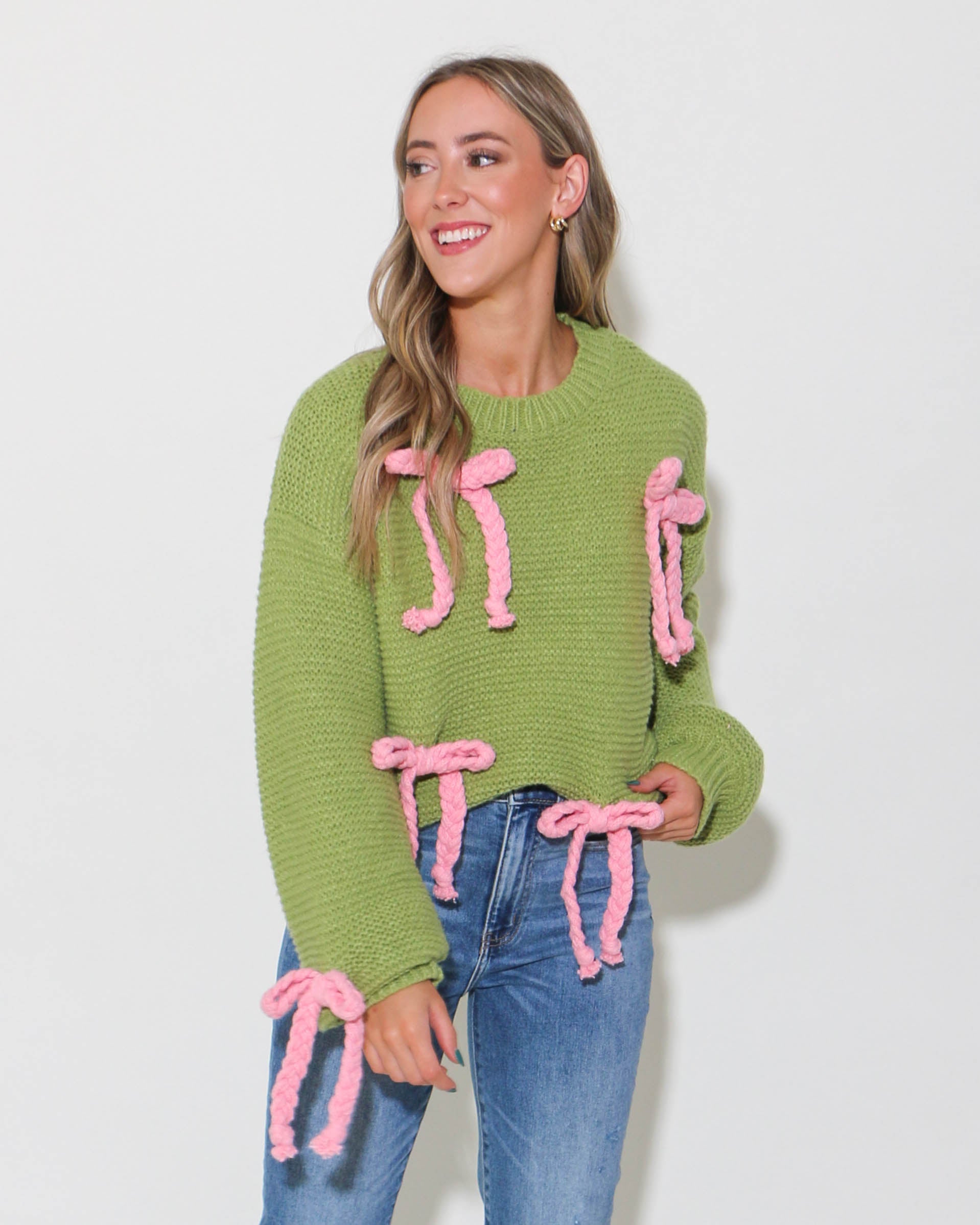 Bows All Over Chunky Knit Sweater