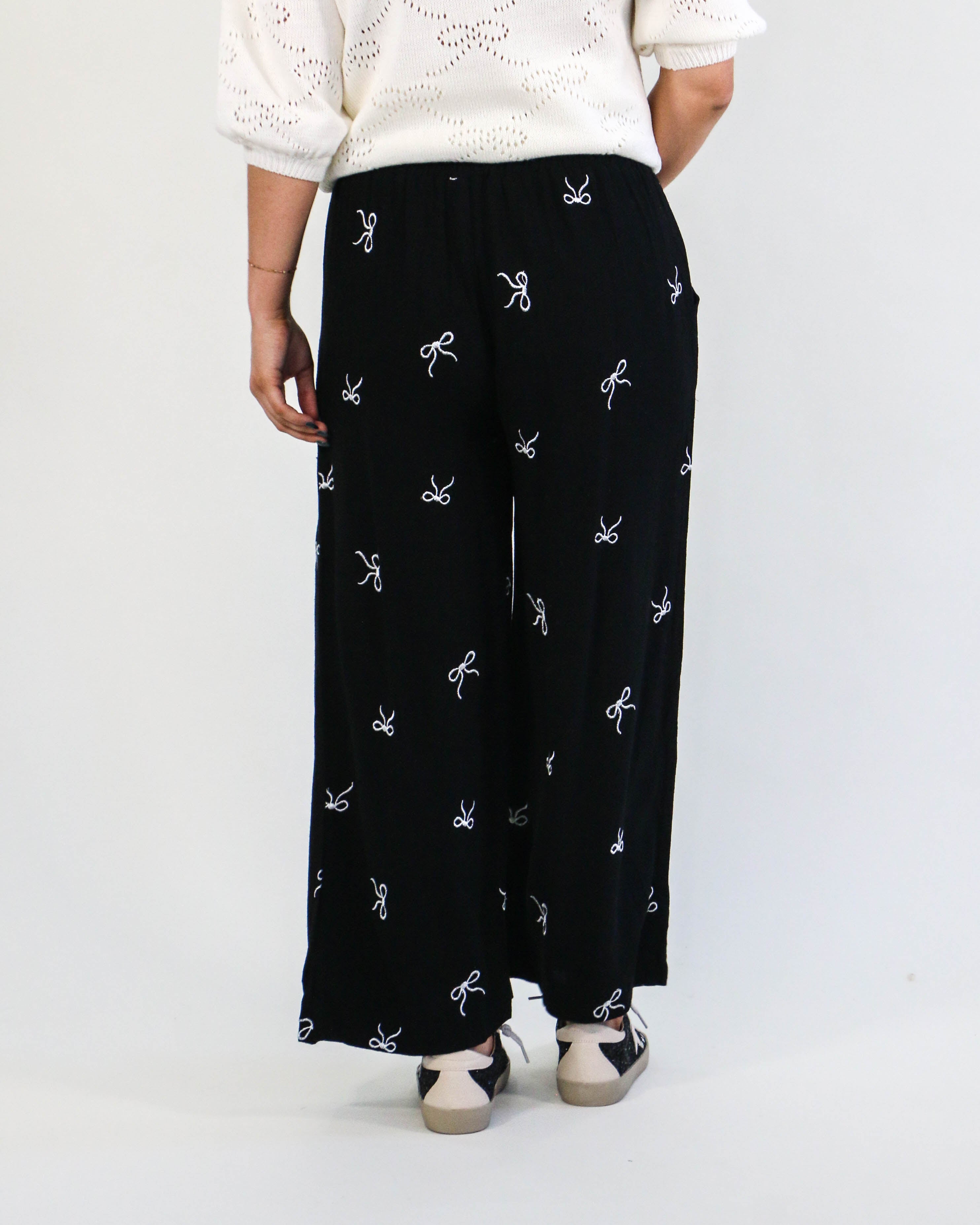 Black Wide Leg Bow Pants