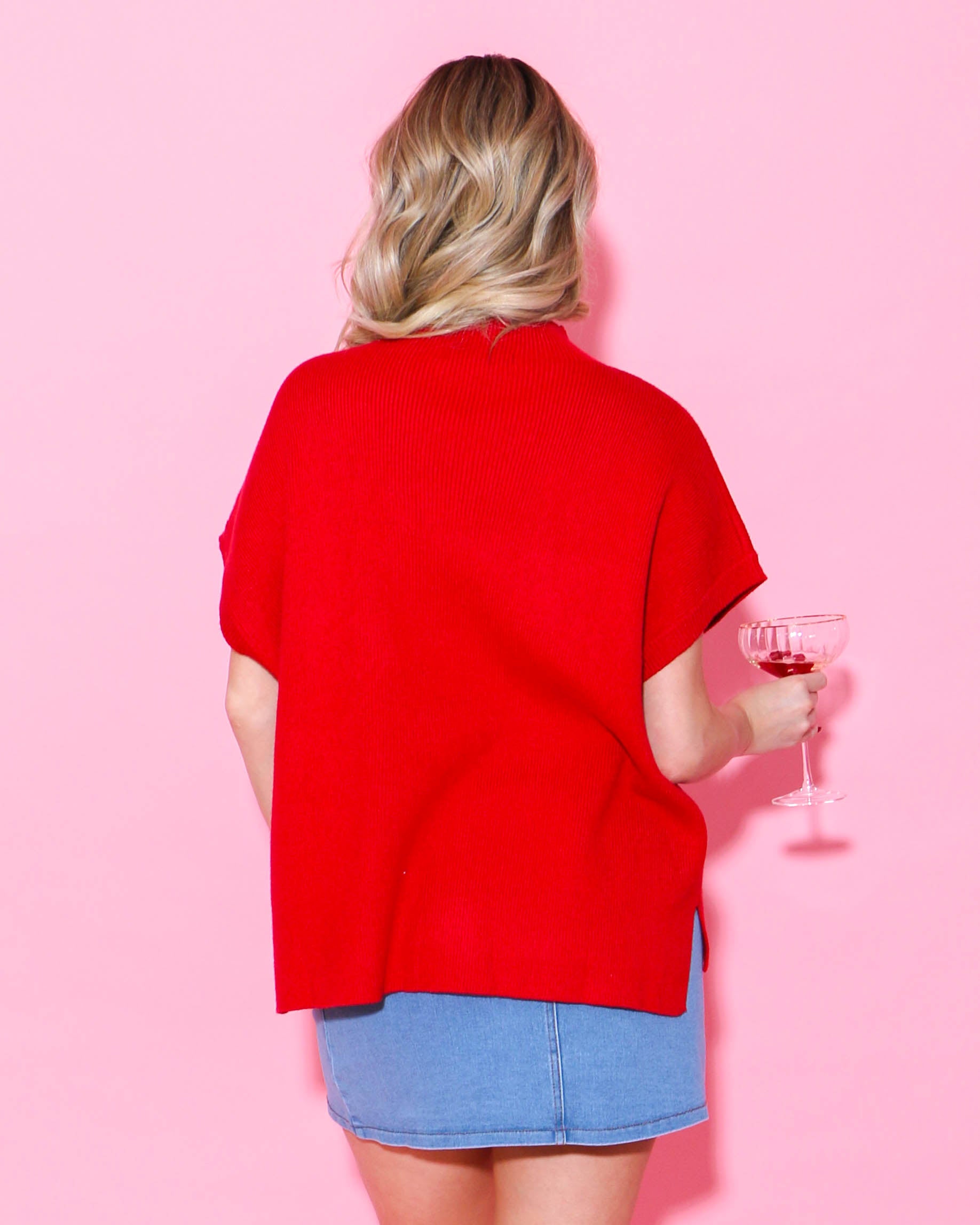 Red Knit Dolman Top