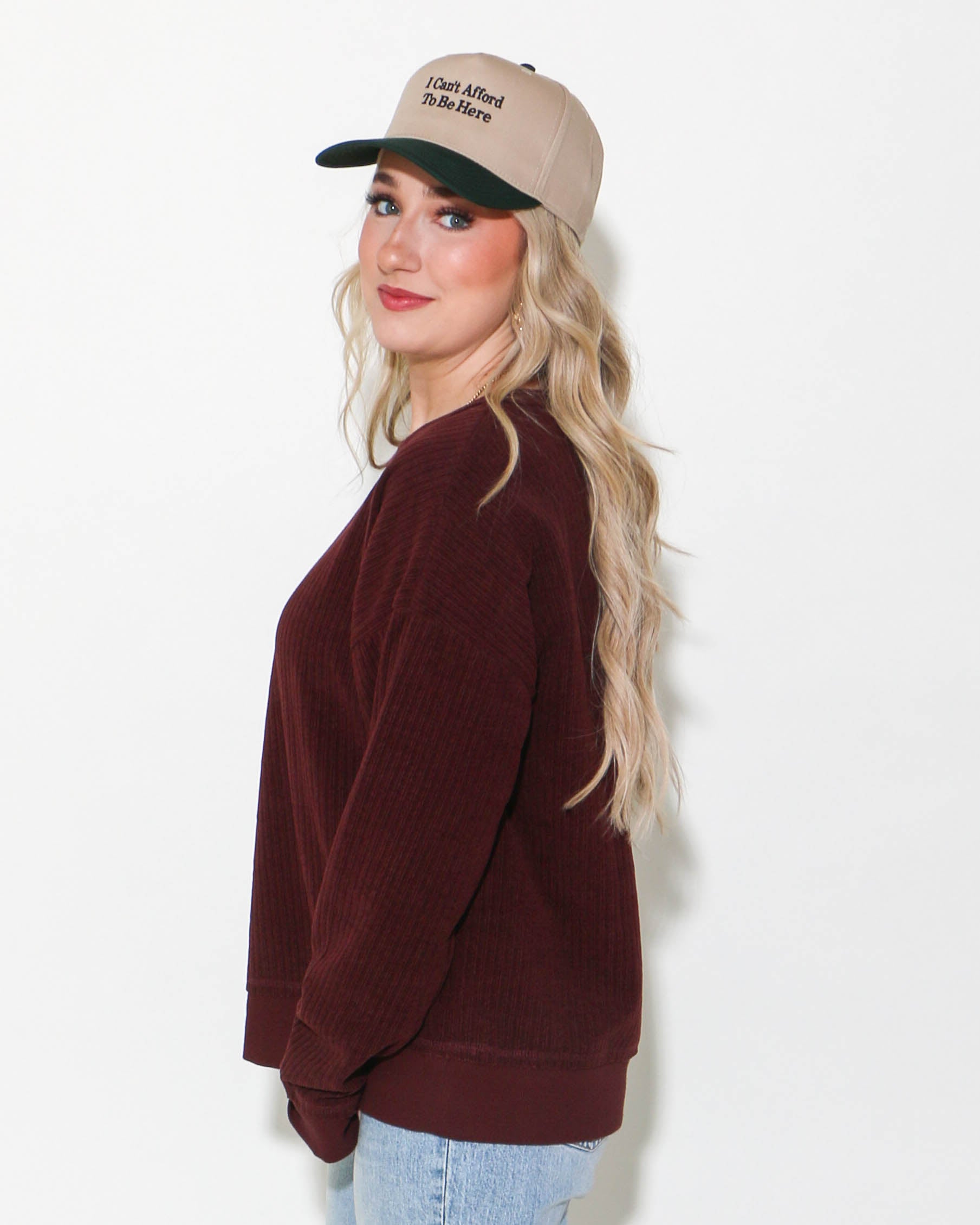 Oversized Soft Textured Knit Top in Maroon