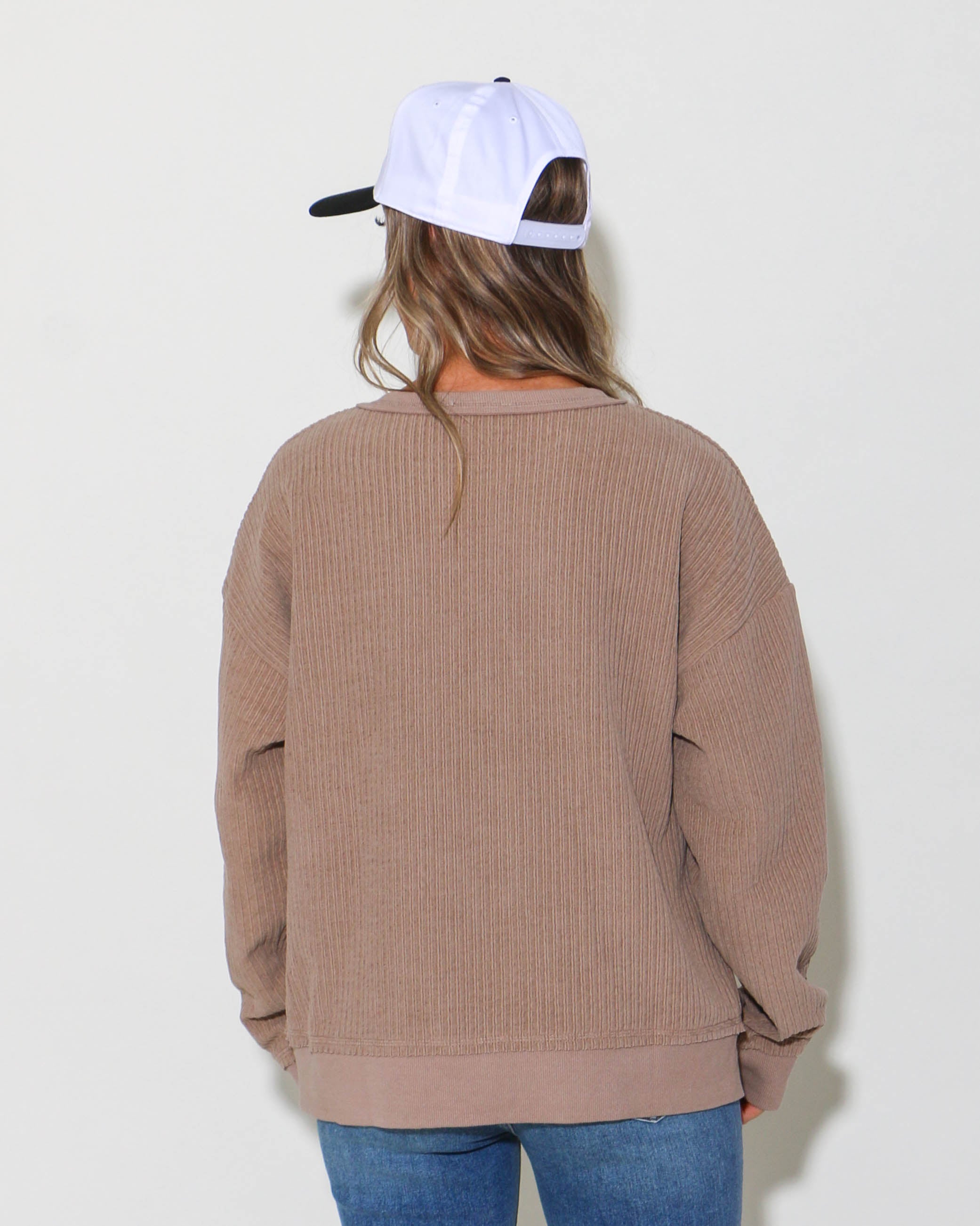 Oversized Soft Textured Knit Top in Mocha