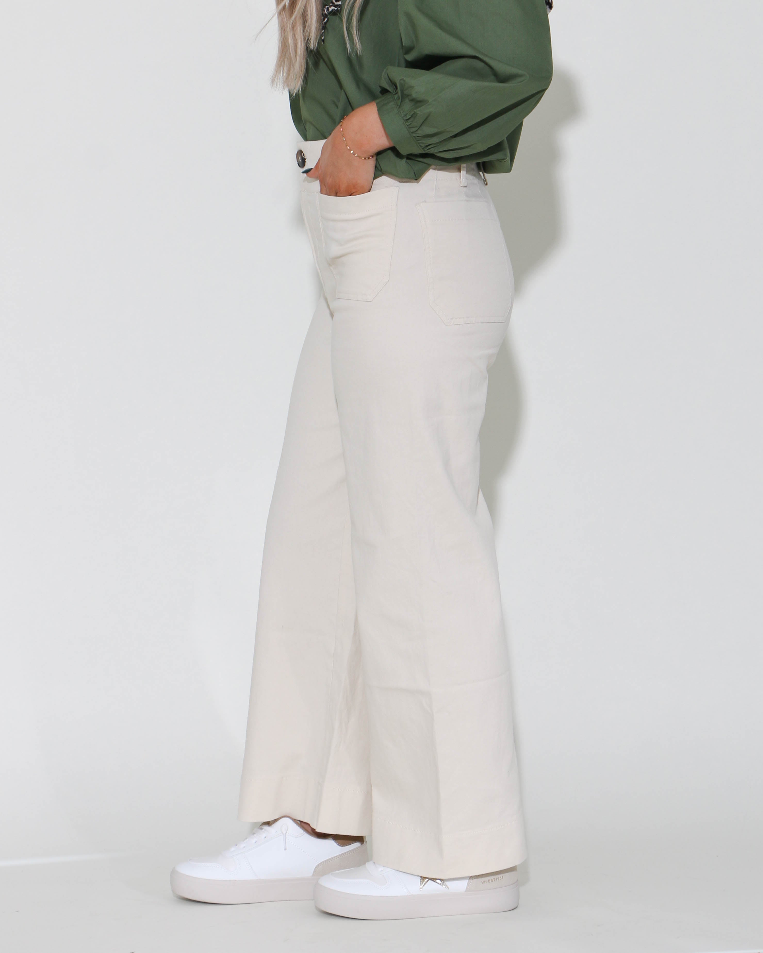 Cream Front Pocket Pants