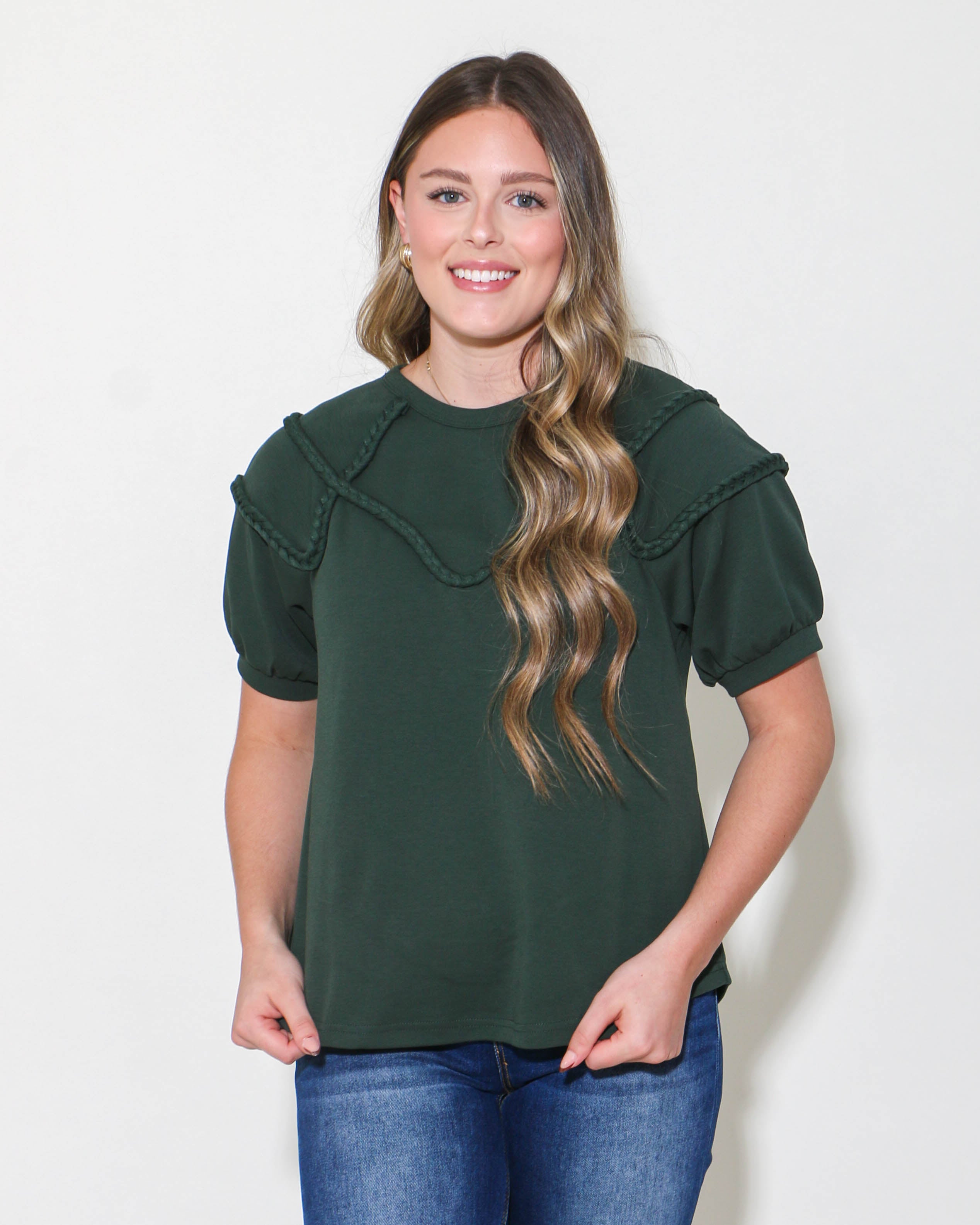 Casual Everyday Braided Top in Forest