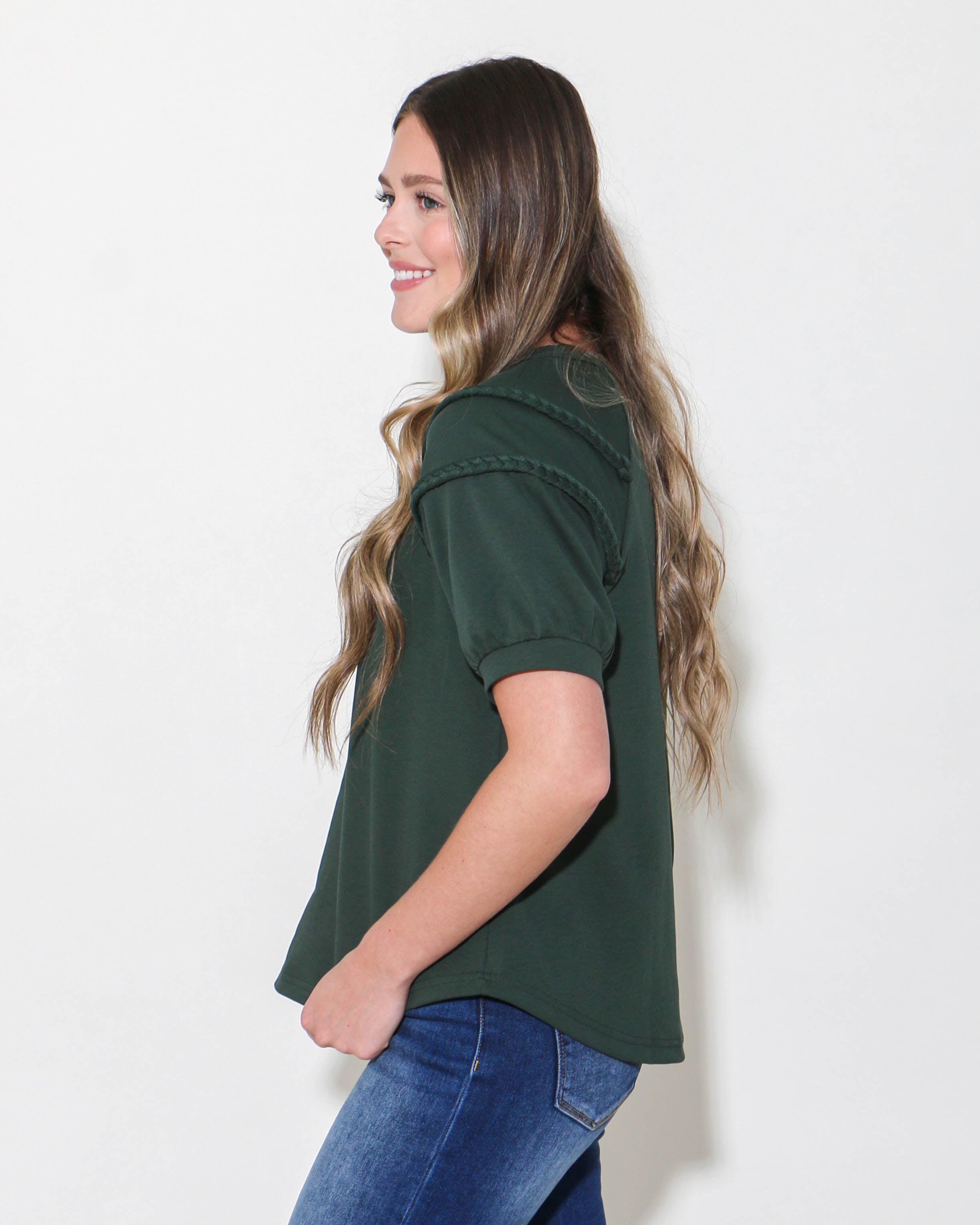 Casual Everyday Braided Top in Forest