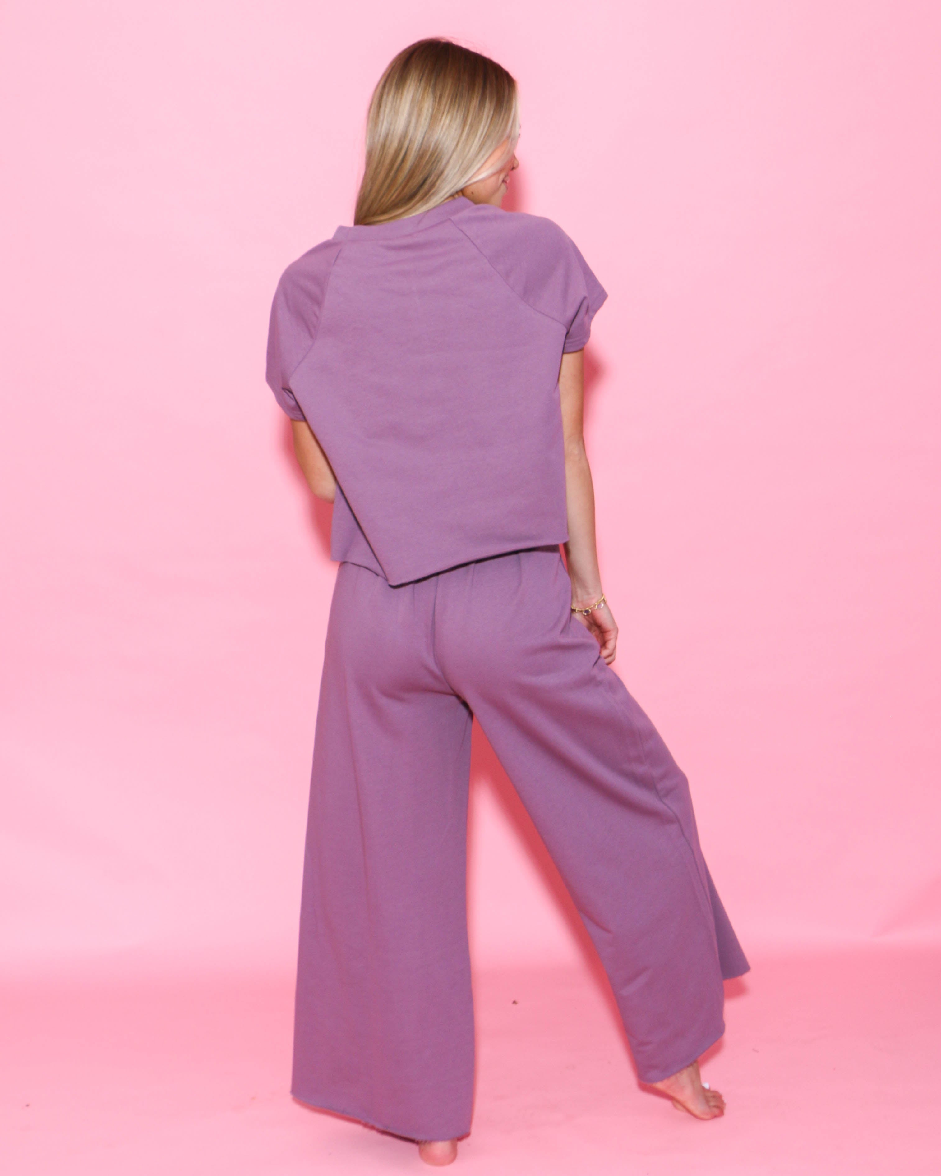 Tee and Wide Leg Pants Set in Lilac