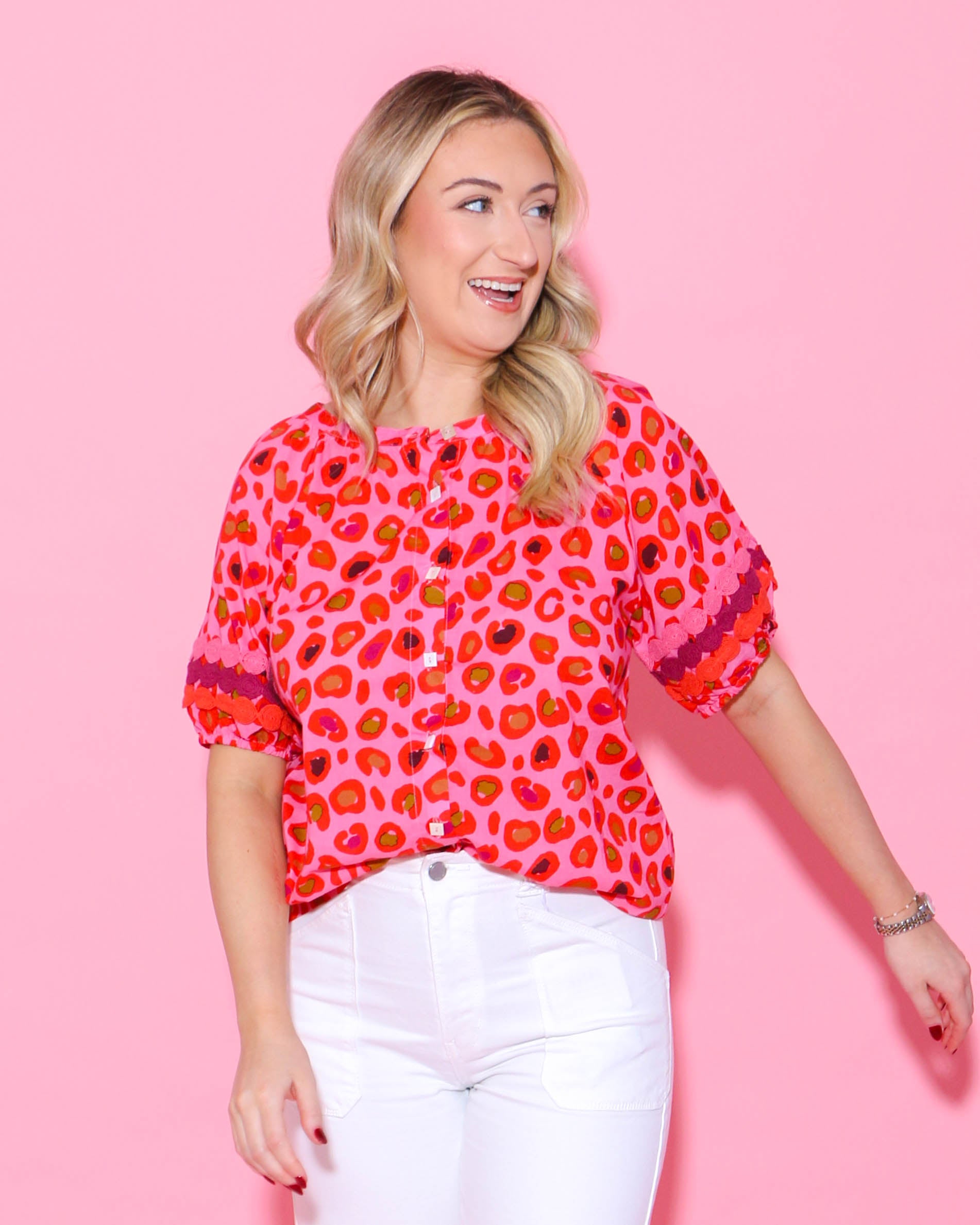 Ivy Jane | Spotted Pink Leopard Top