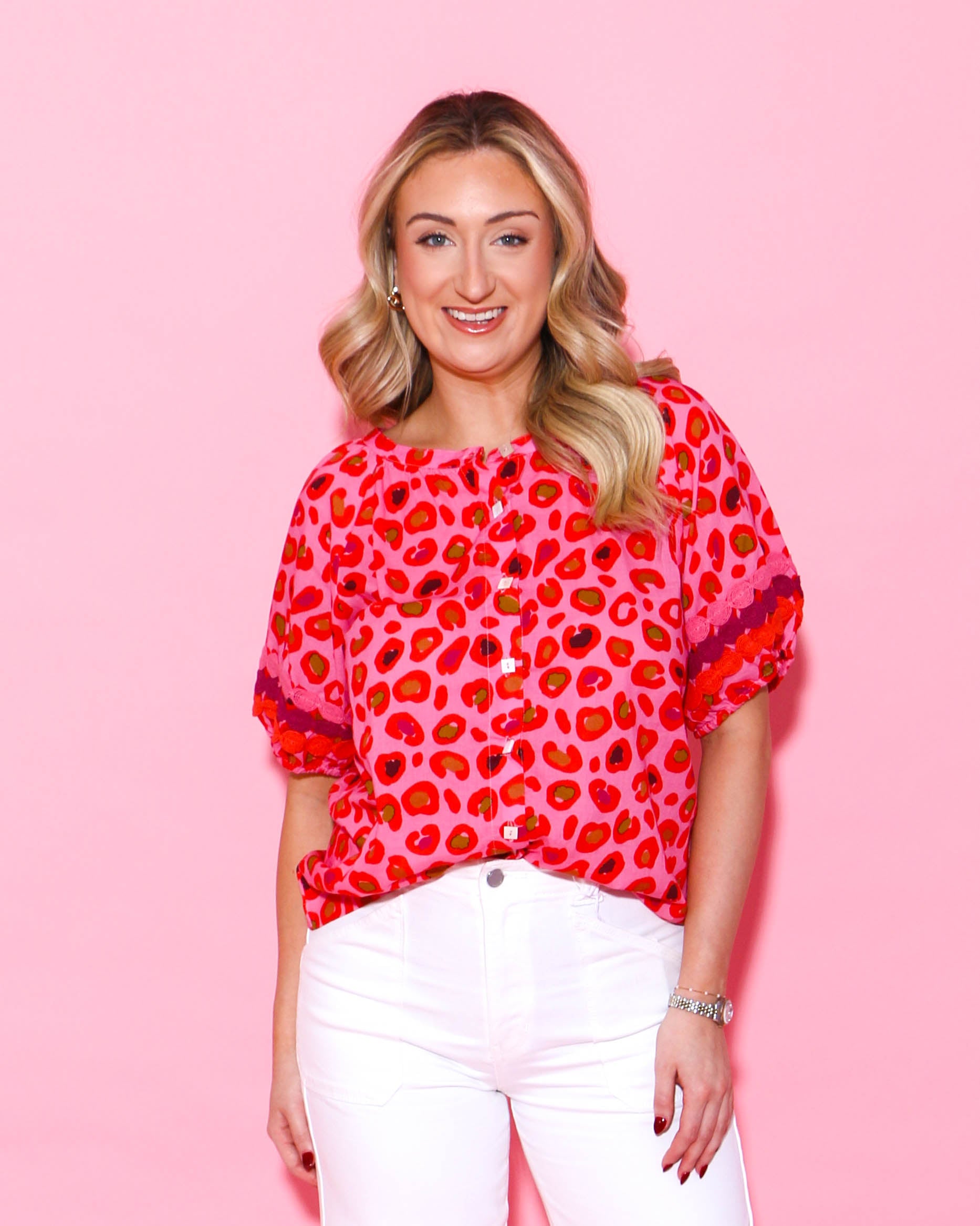 Ivy Jane | Spotted Pink Leopard Top