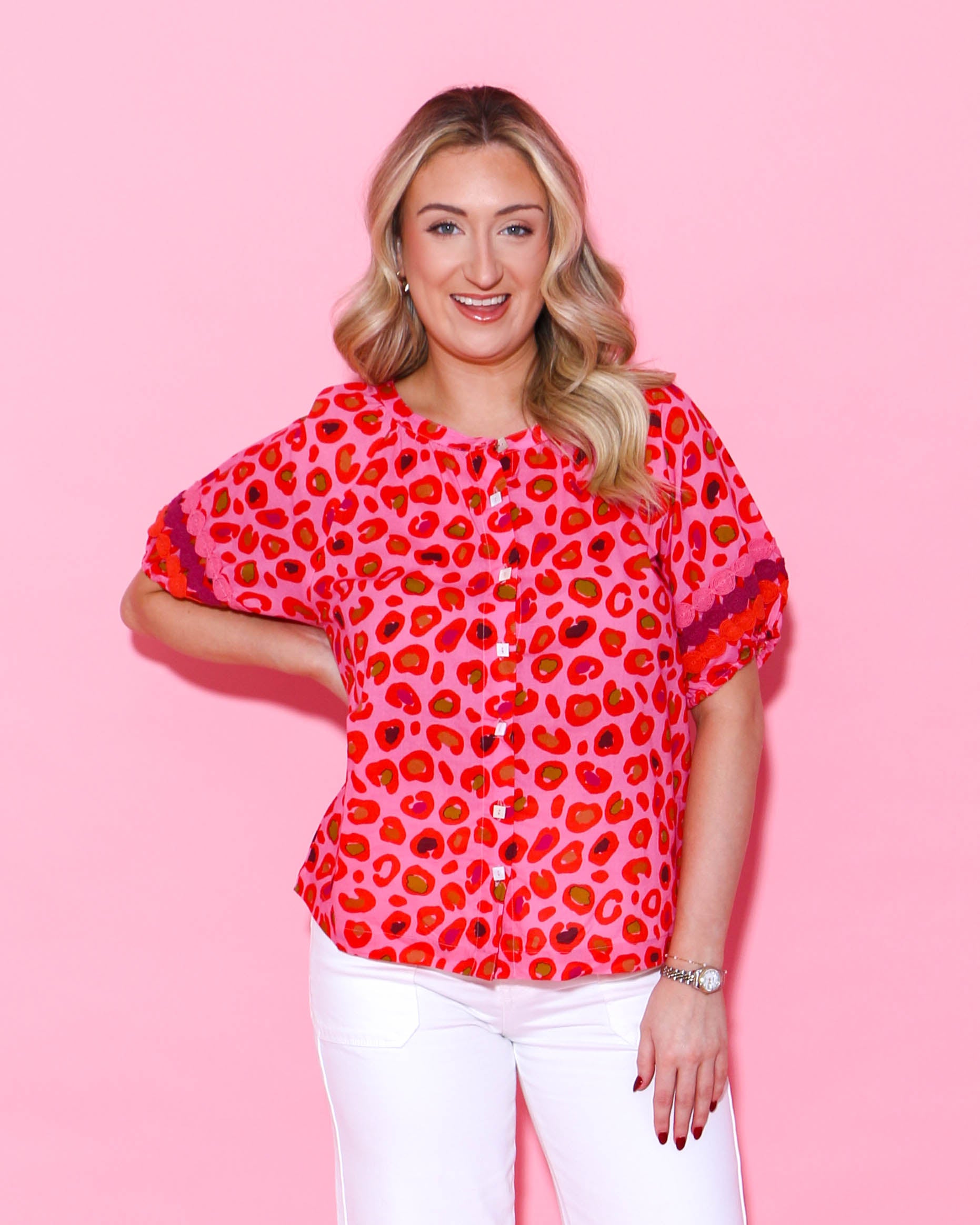 Ivy Jane | Spotted Pink Leopard Top