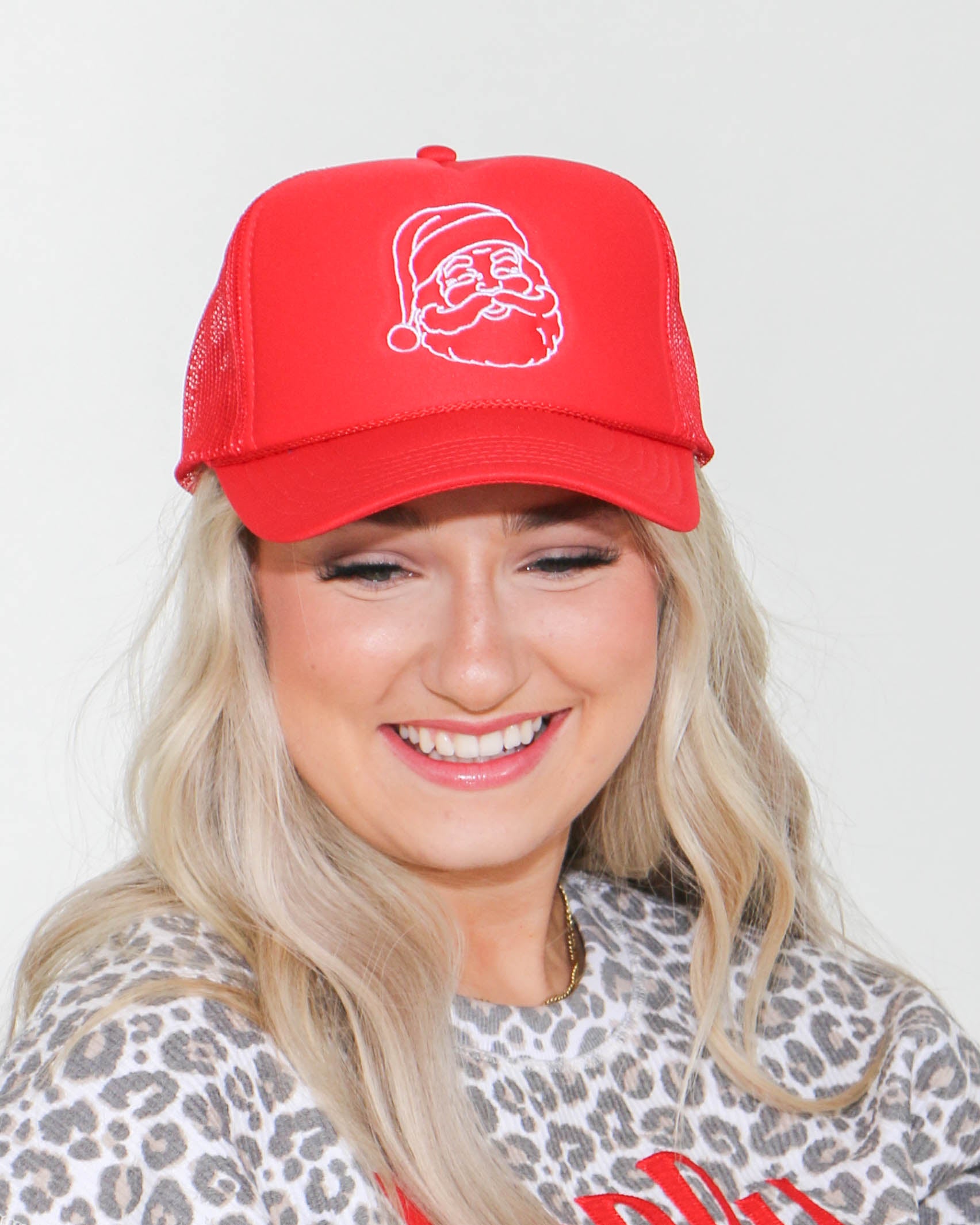 Santa Face Red Trucker Hat