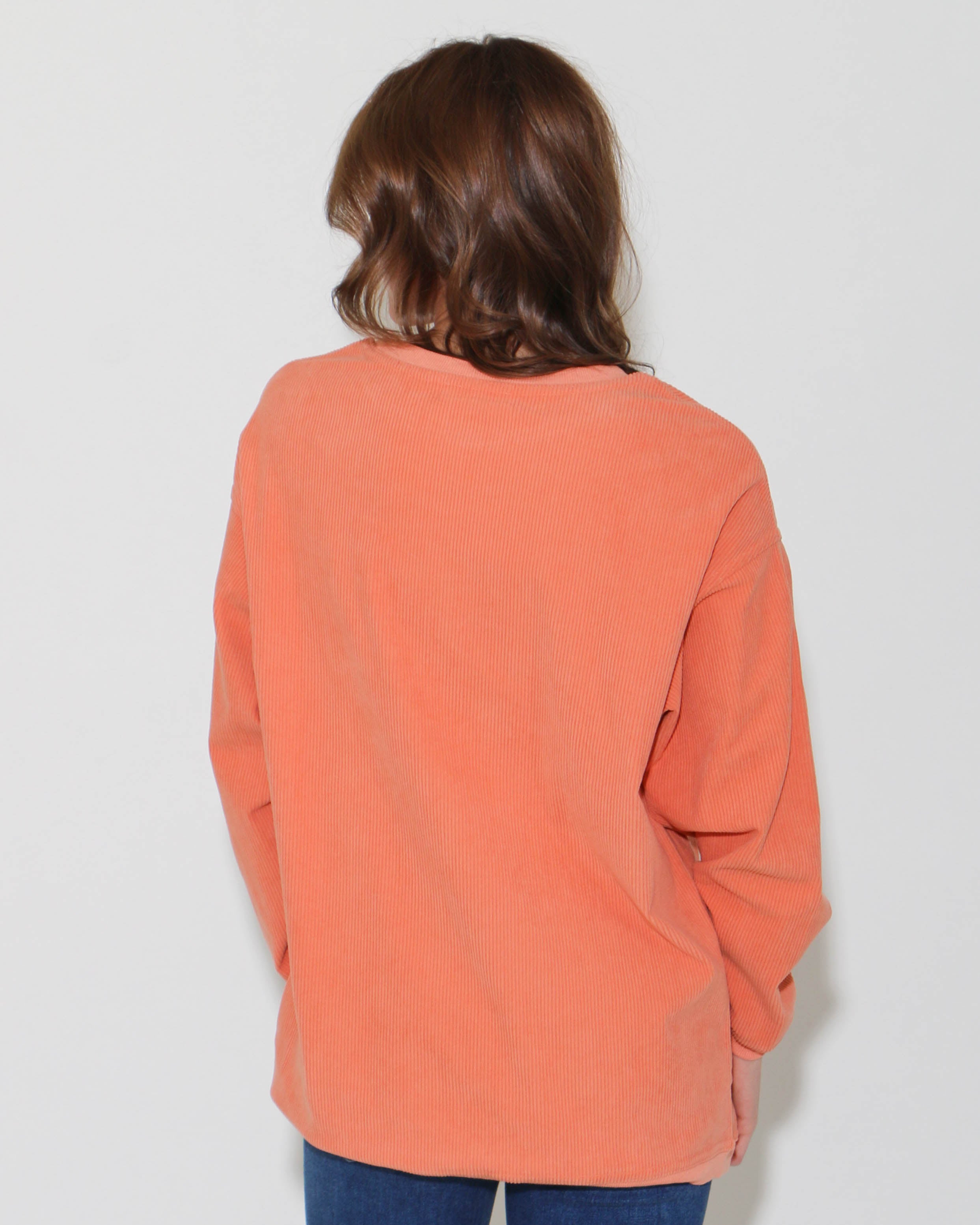 Orange Ribbed Thankful Crewneck