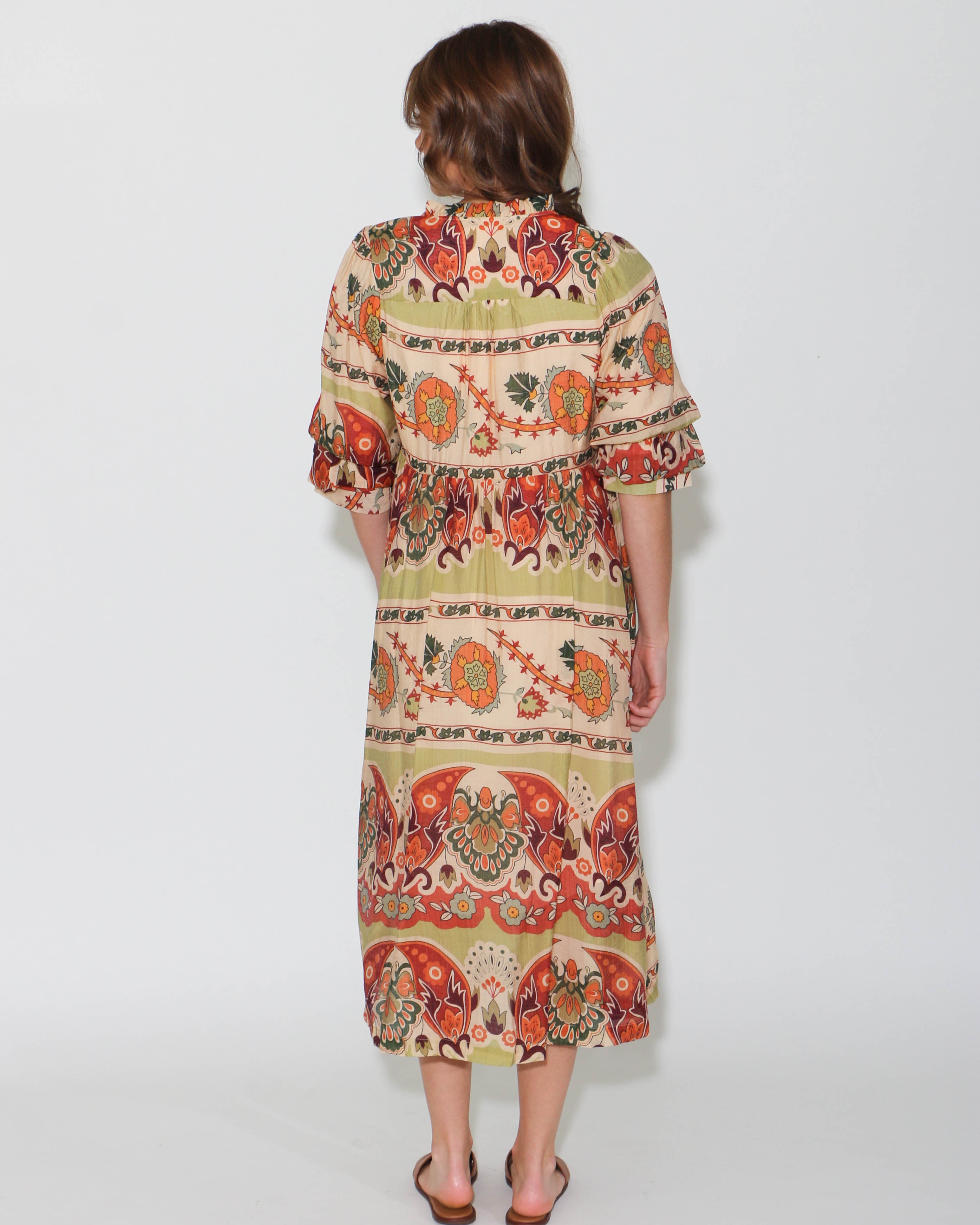 Border Print Midi Dress