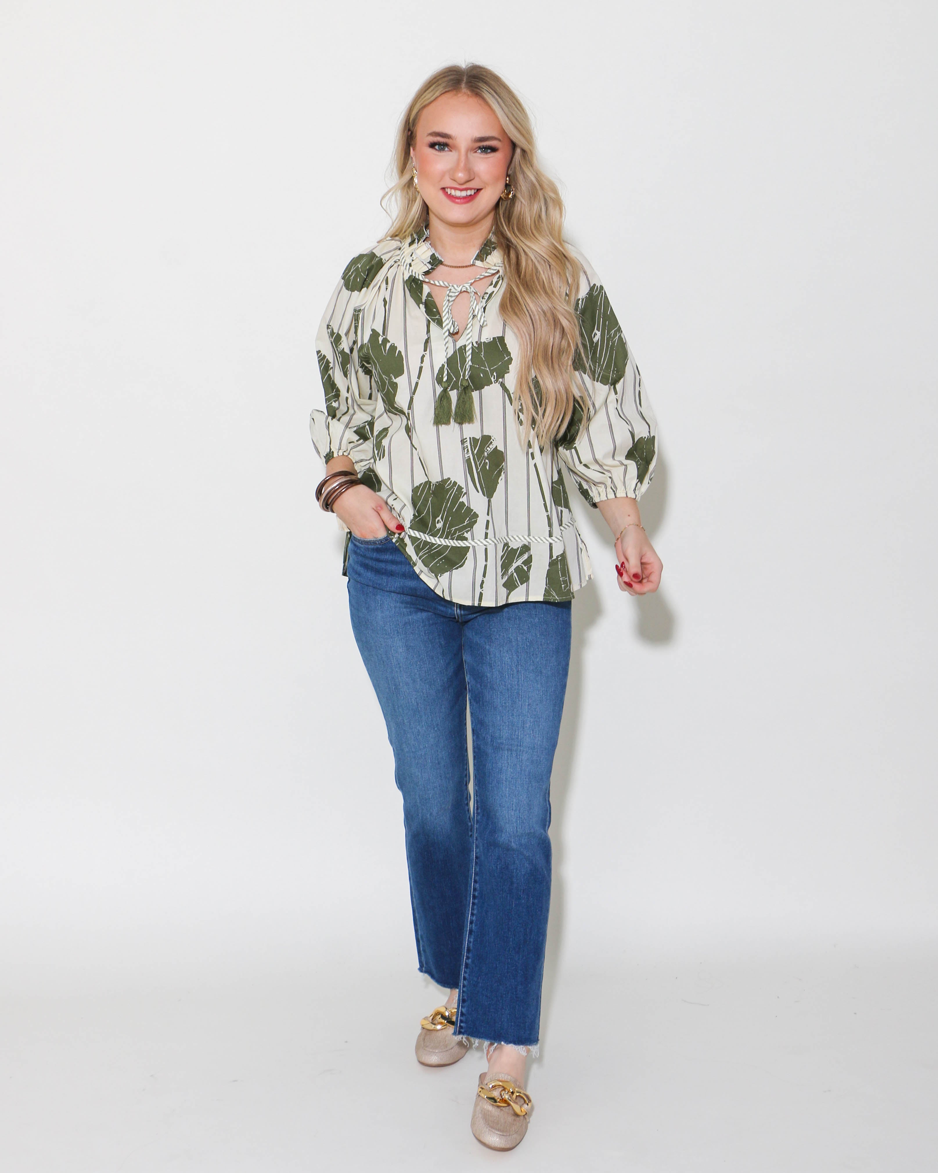 Olive Printed Top