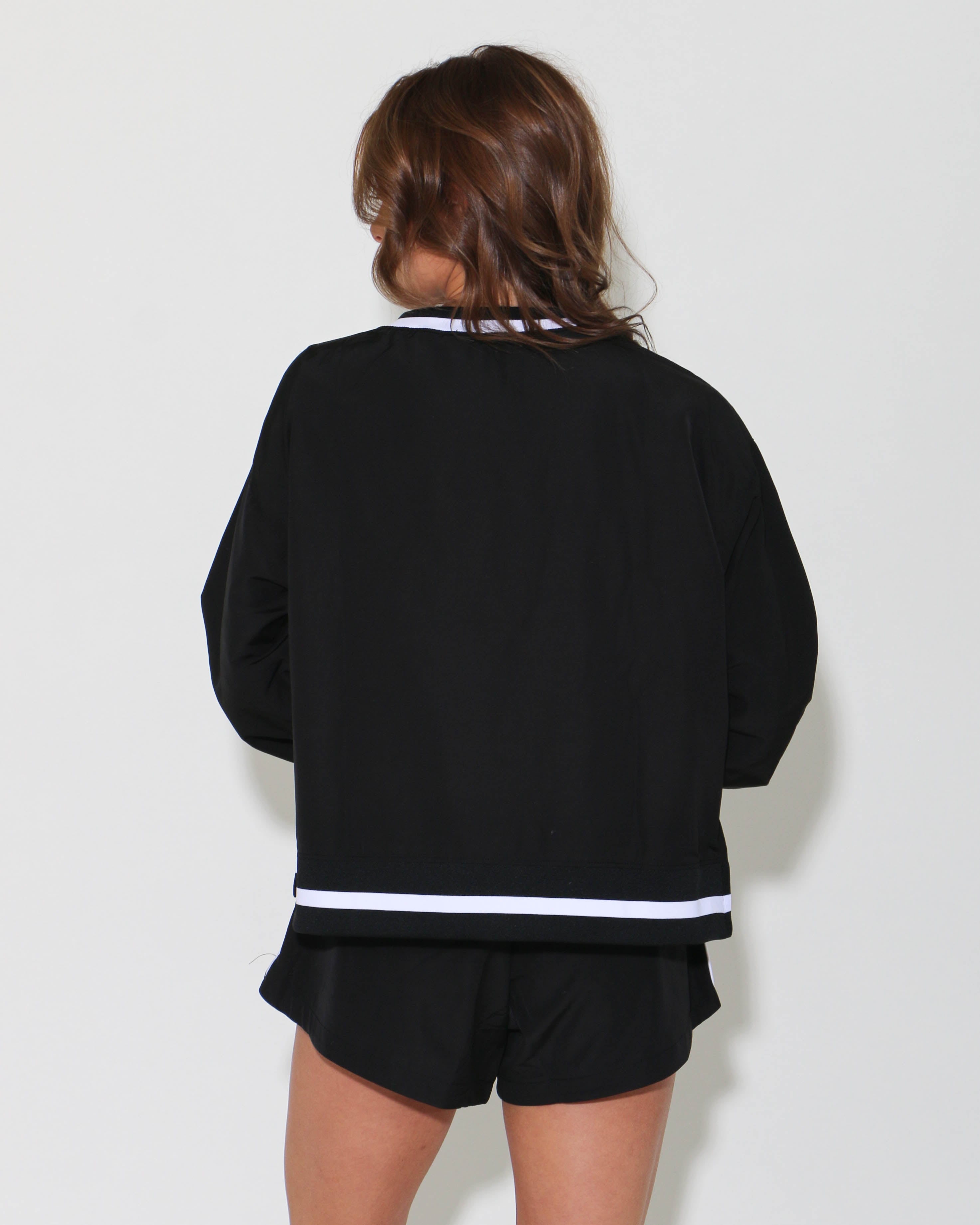 Windbreaker Top and Shorts Set in Black