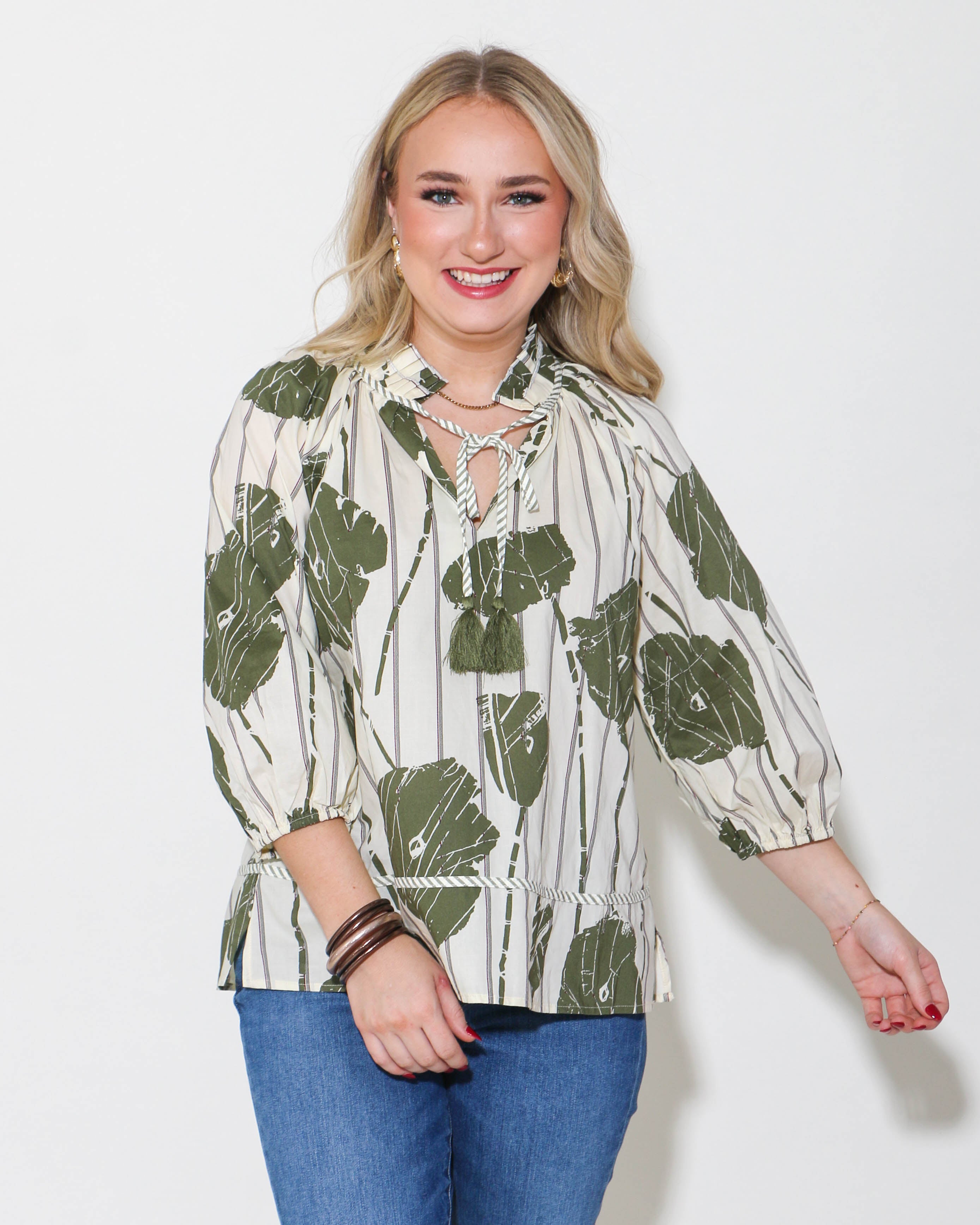 Olive Printed Top