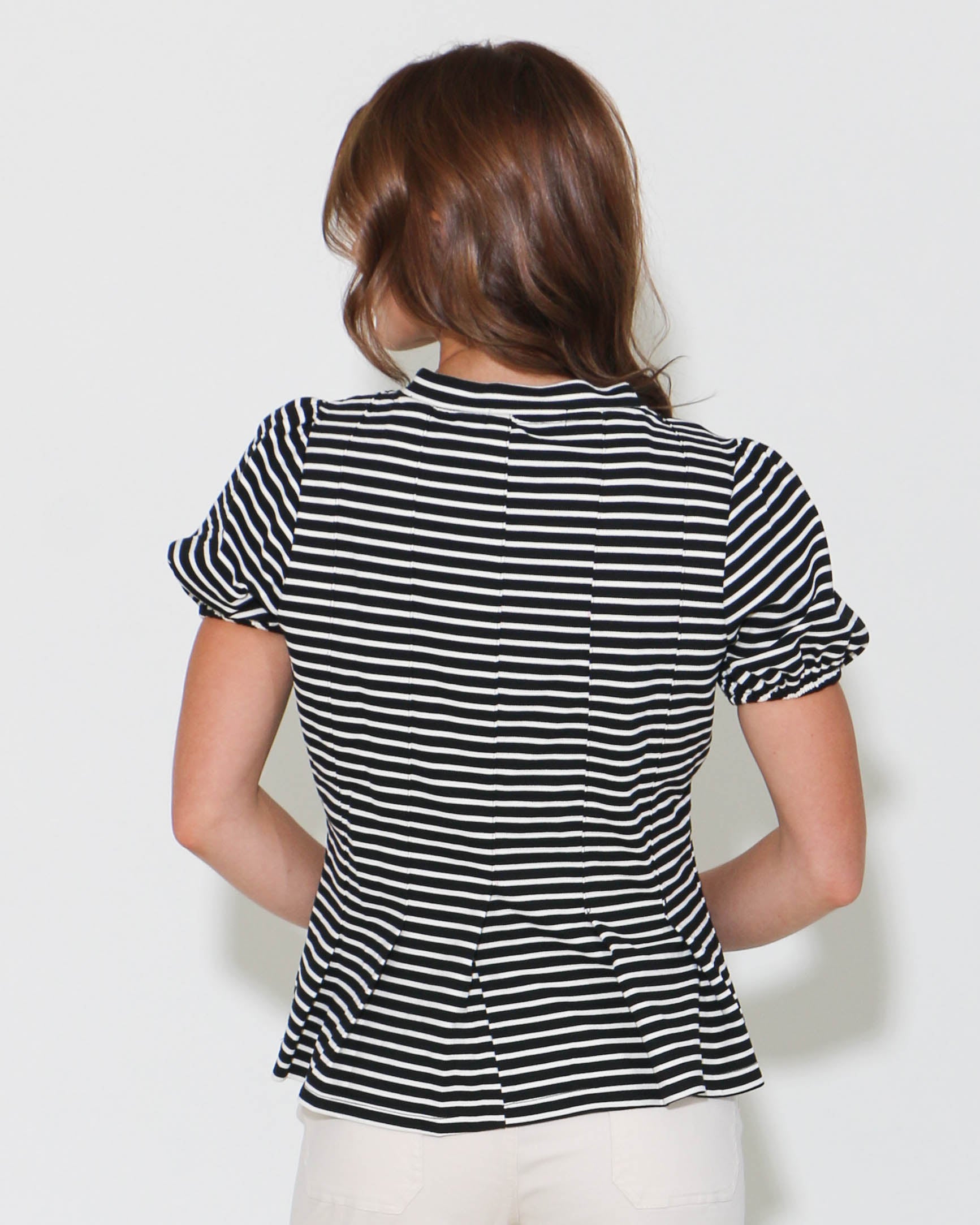 Black Stripe Top in Black