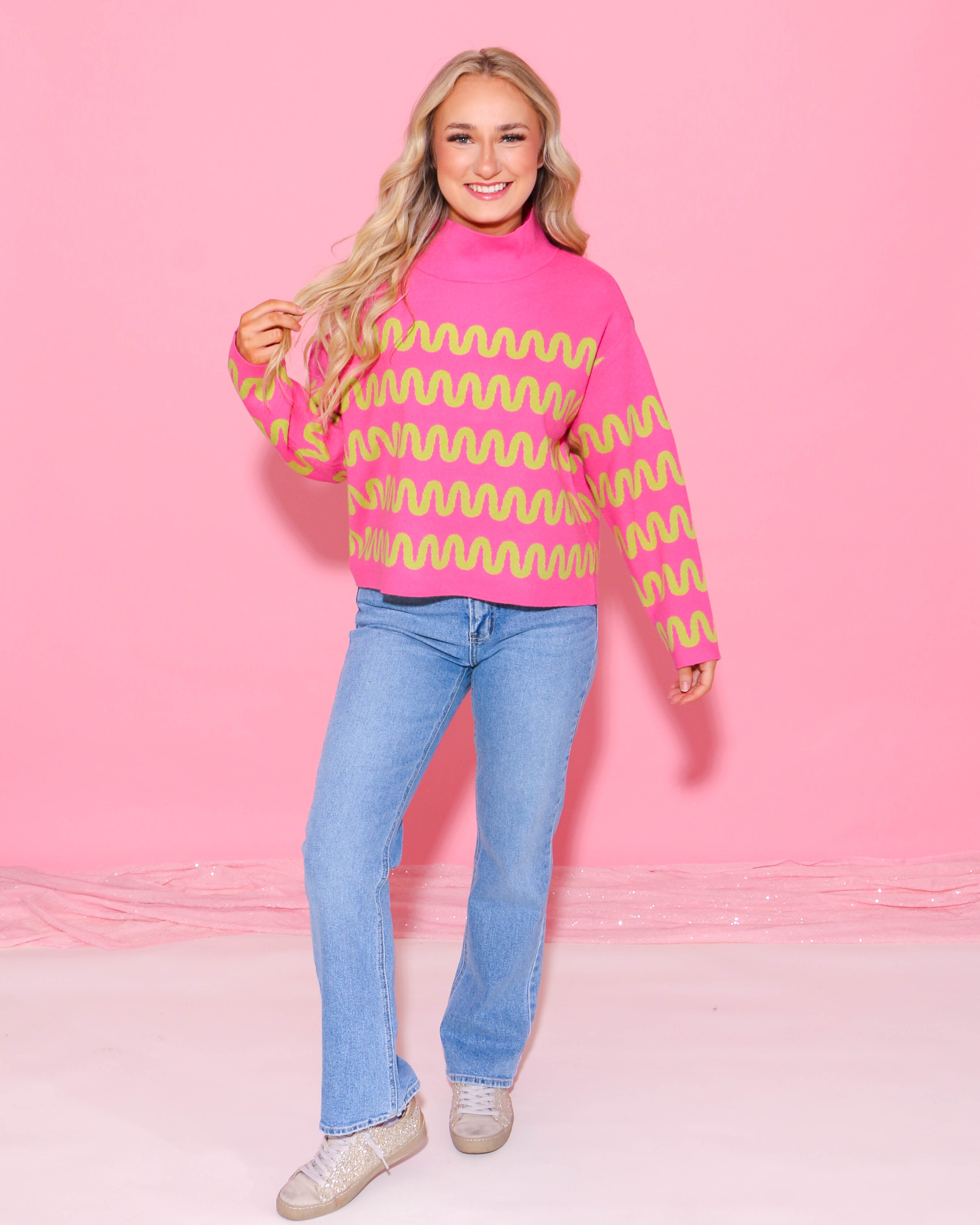 Hot Pink Squiggle Sweater