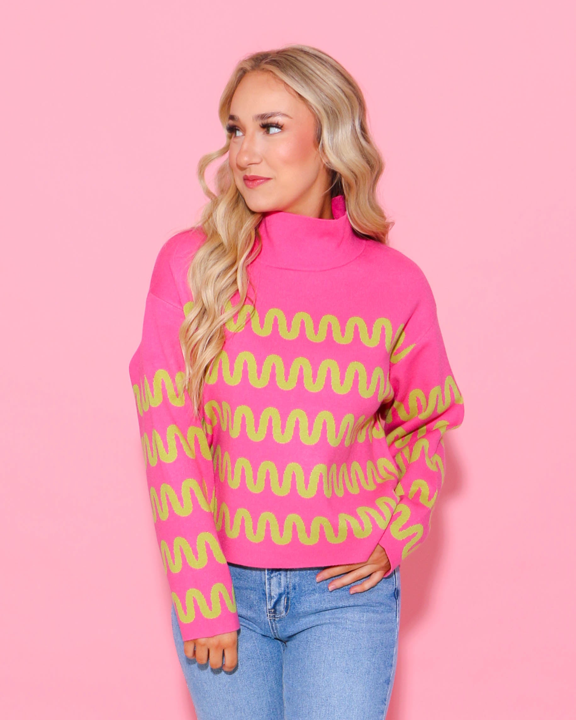 Hot Pink Squiggle Sweater