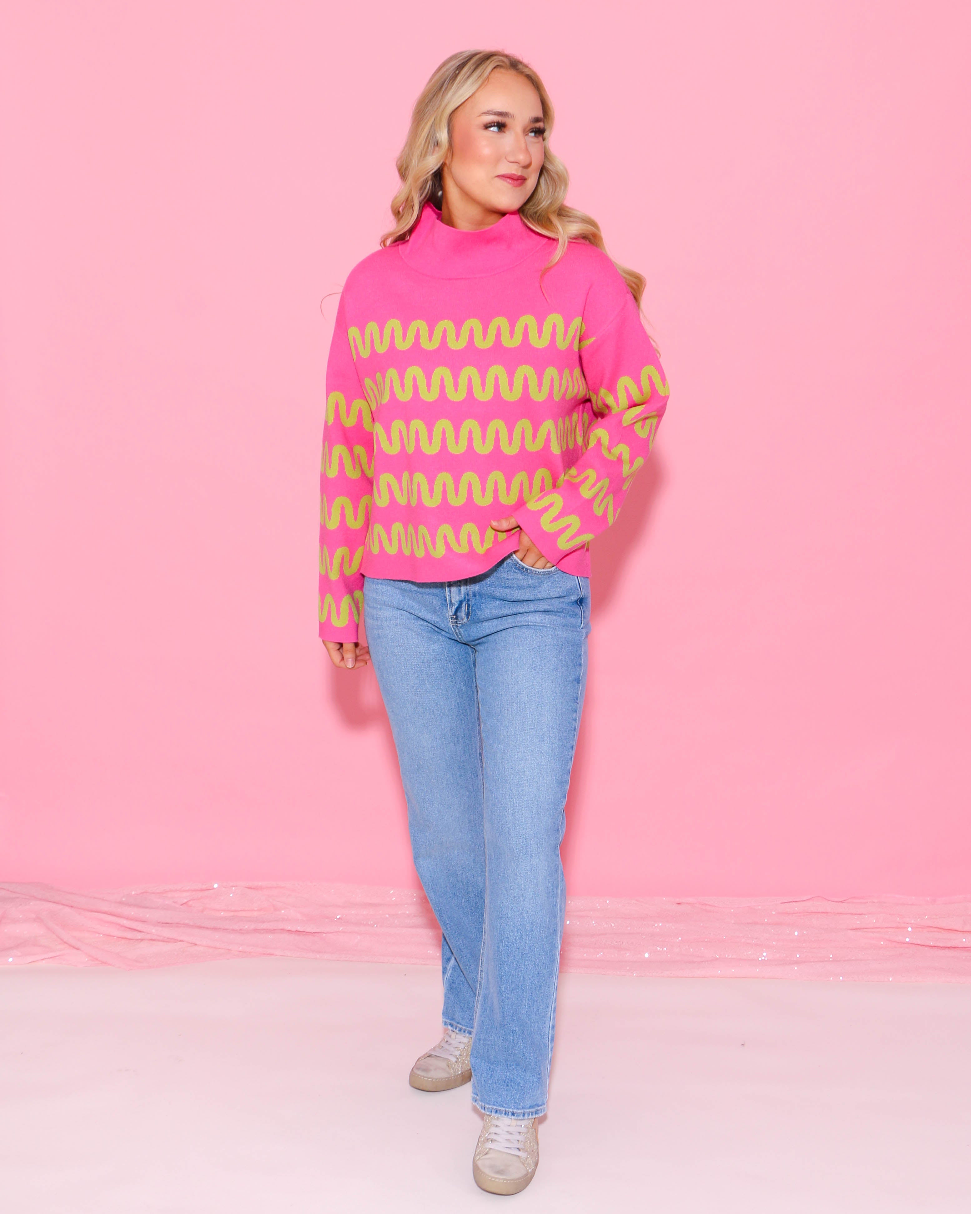 Hot Pink Squiggle Sweater