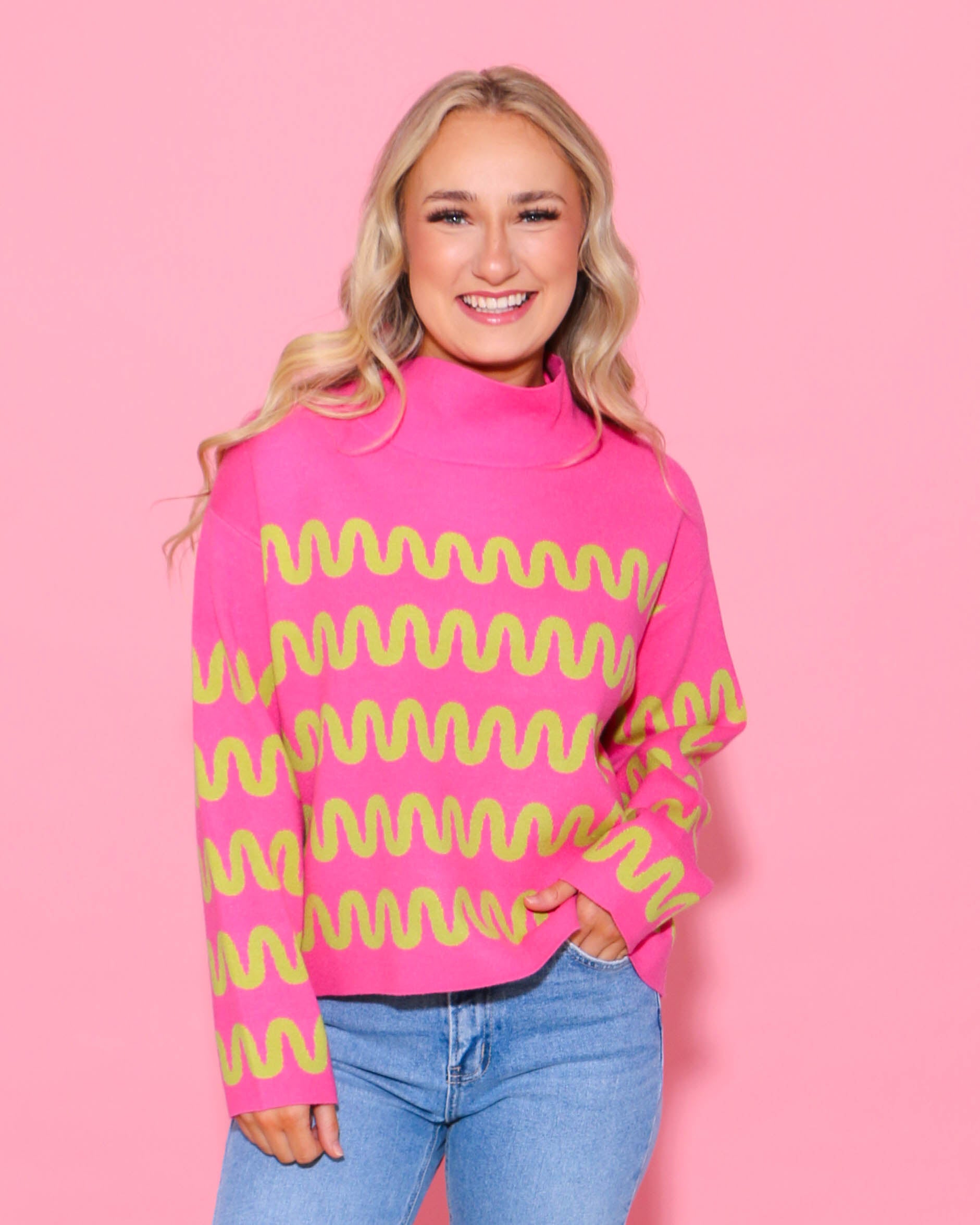 Hot Pink Squiggle Sweater