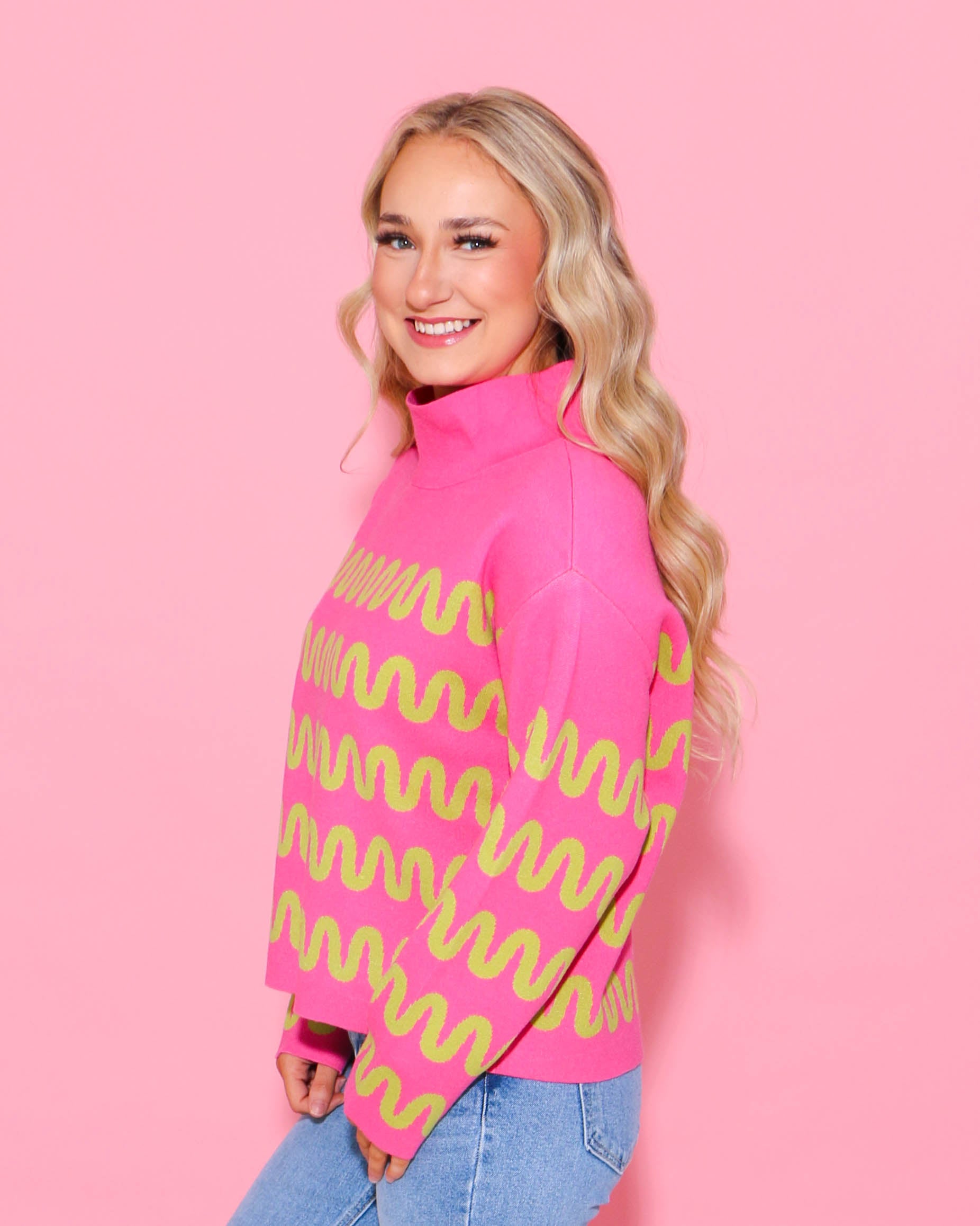 Hot Pink Squiggle Sweater