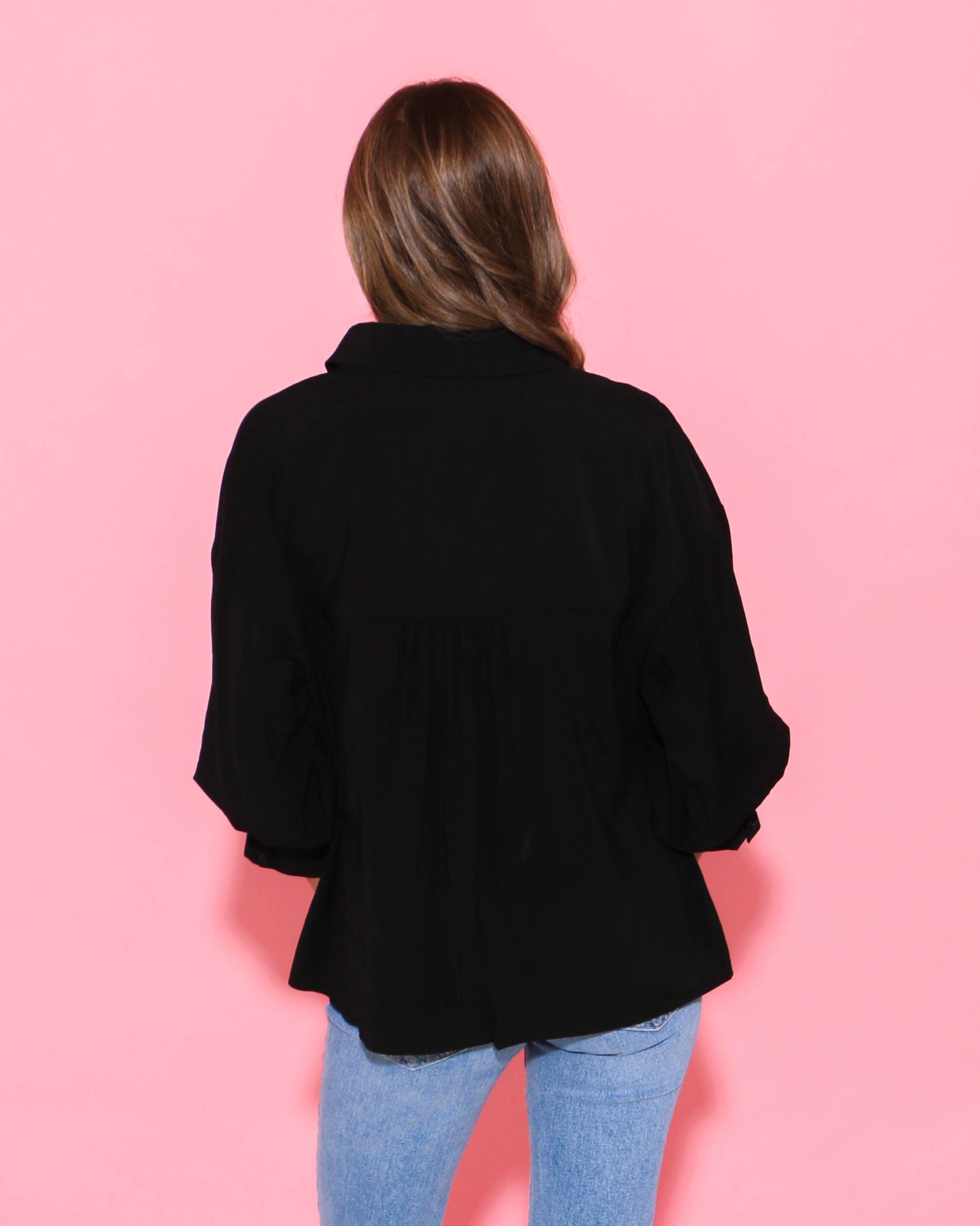 Balloon Sleeve Shirt In Black