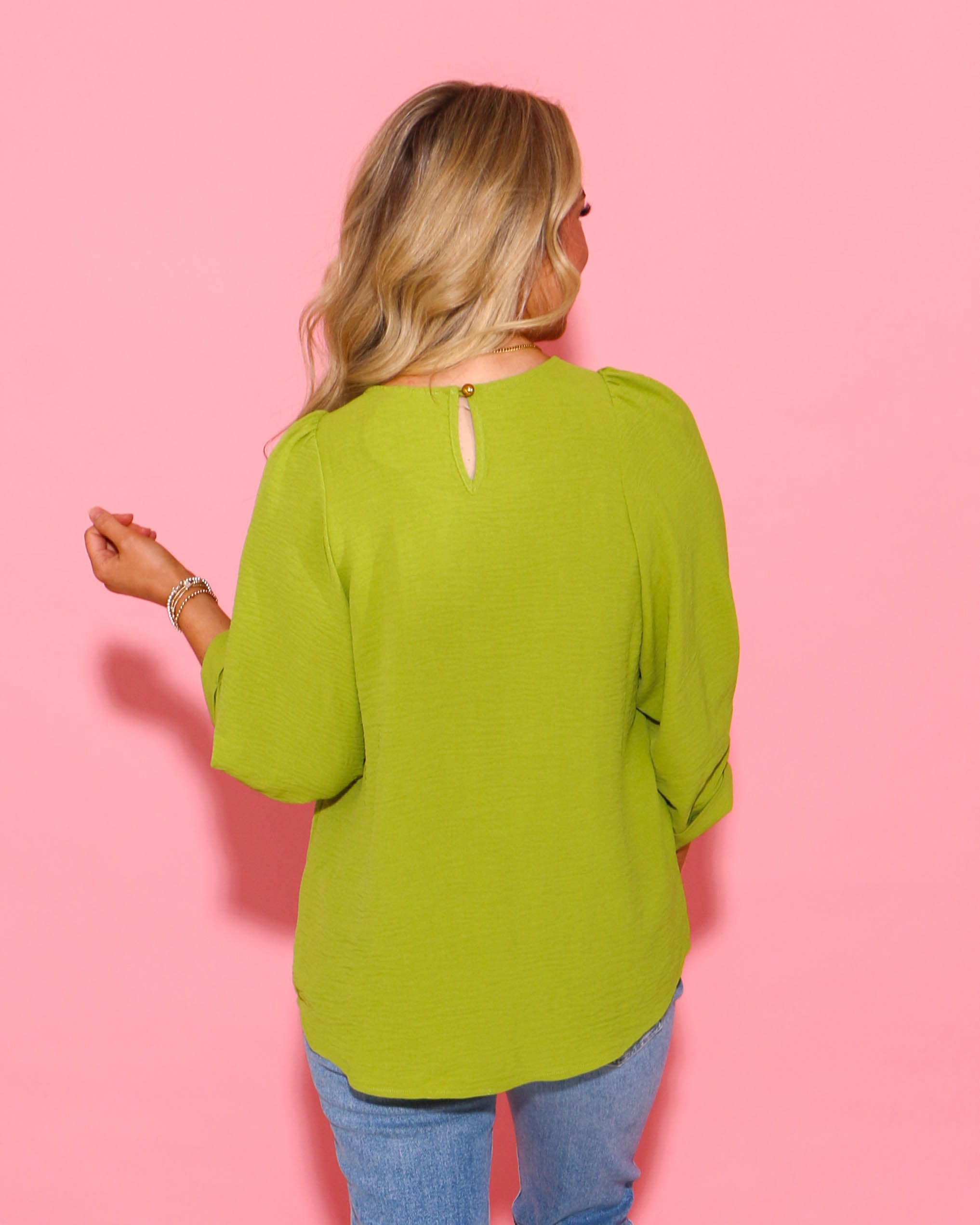 Lime Tucked Sleeve Top