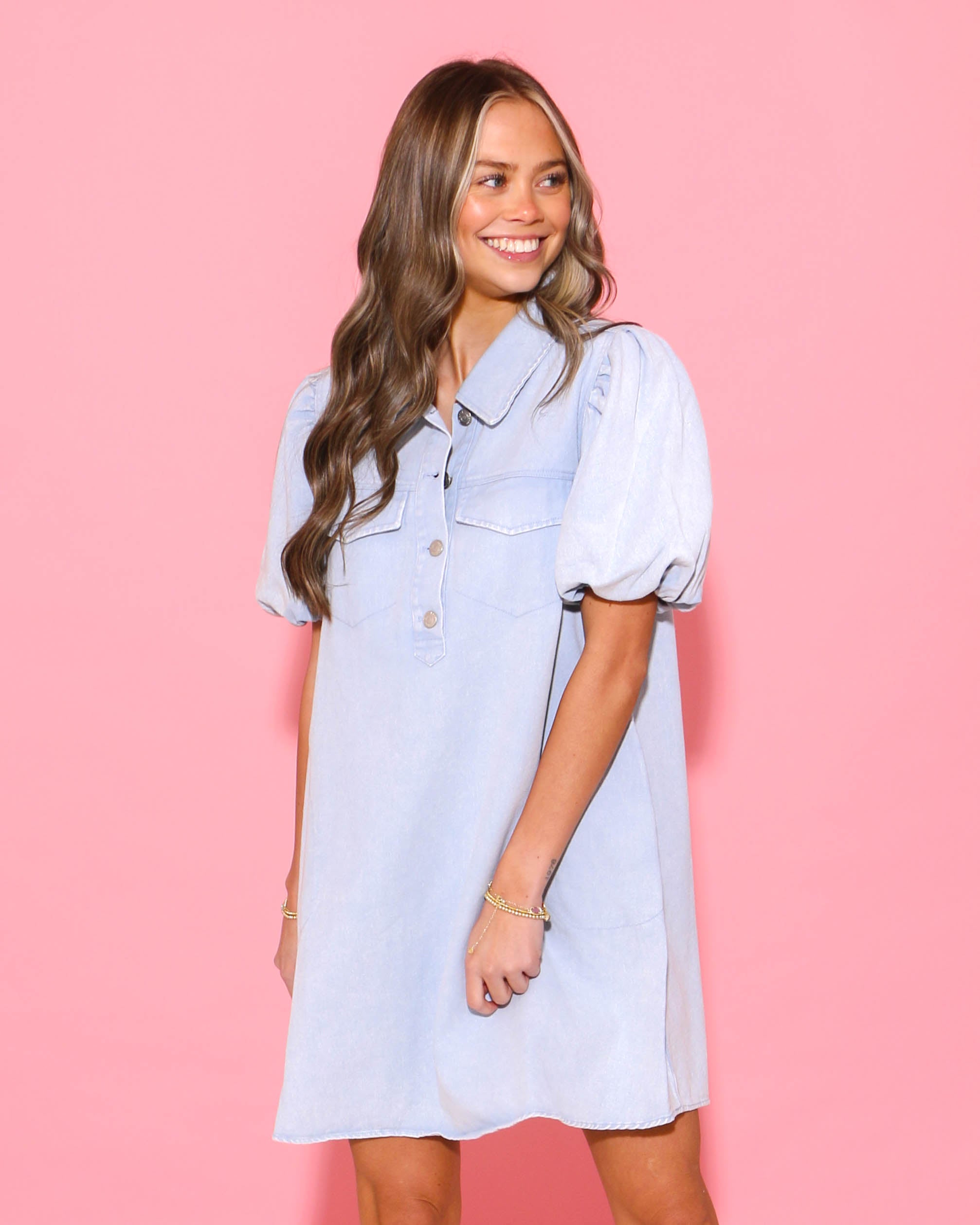 Light Wash Denim Mini Dress