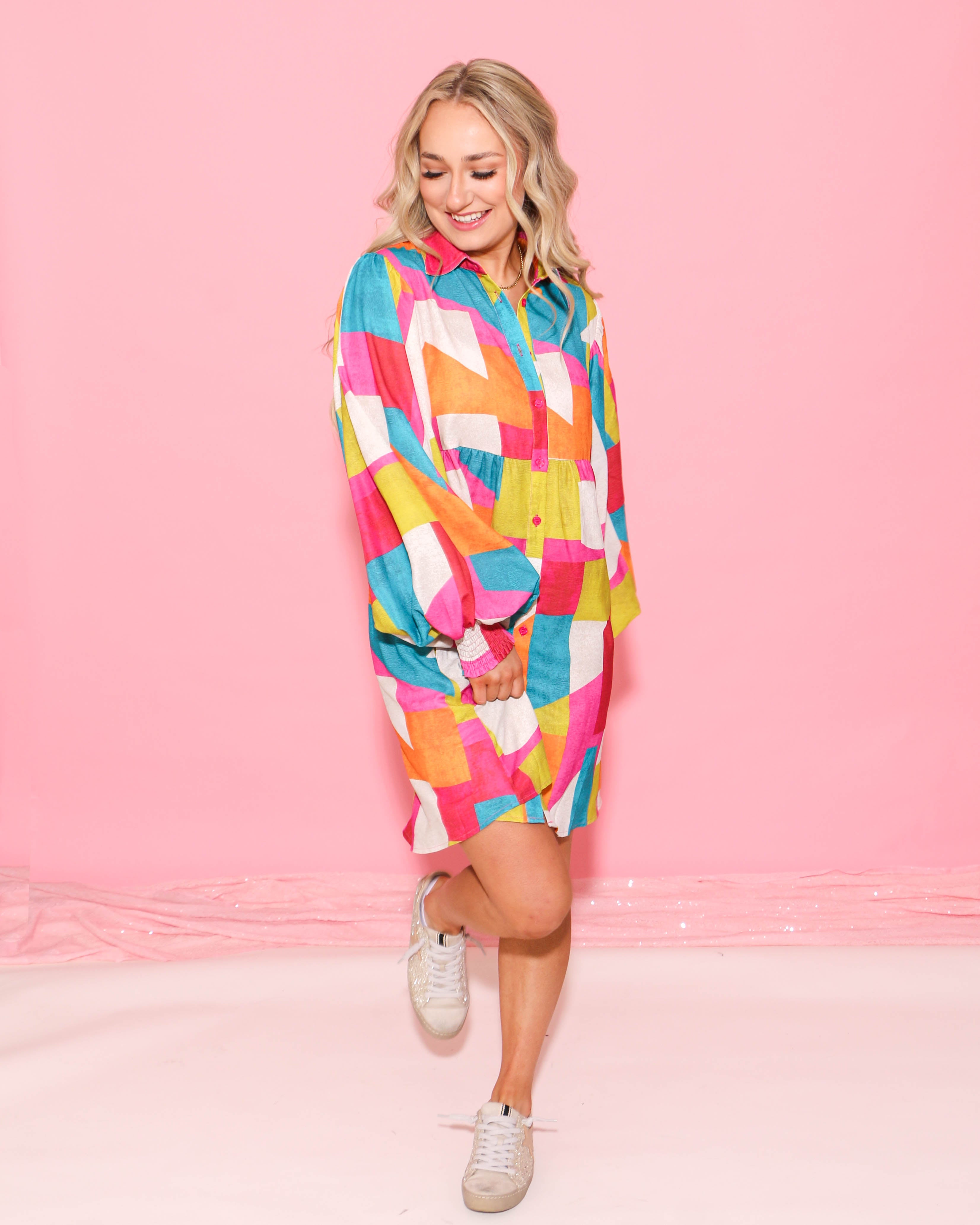 Multicolor Print Baby Doll Dress