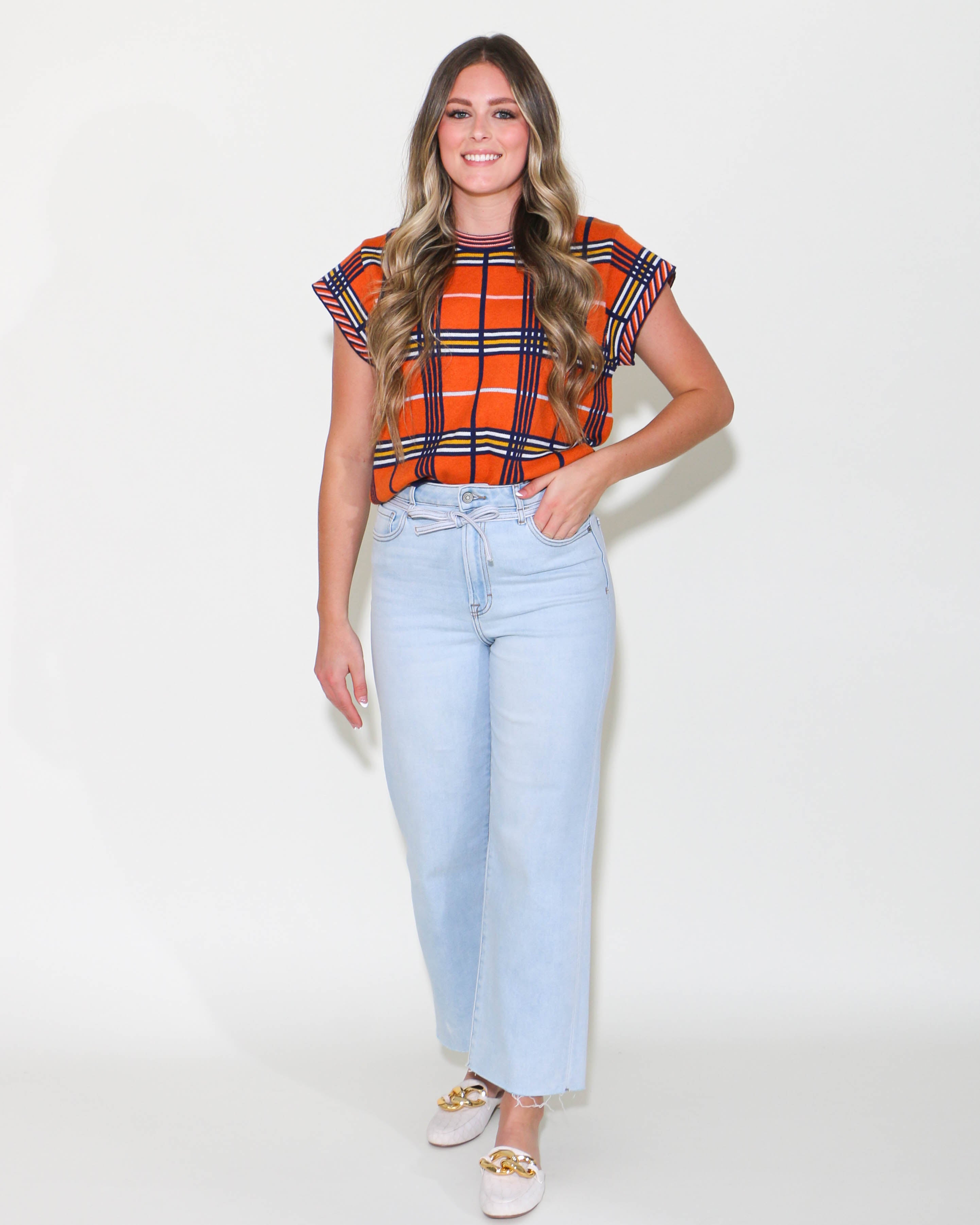 THML | Short Sleeve Plaid Top