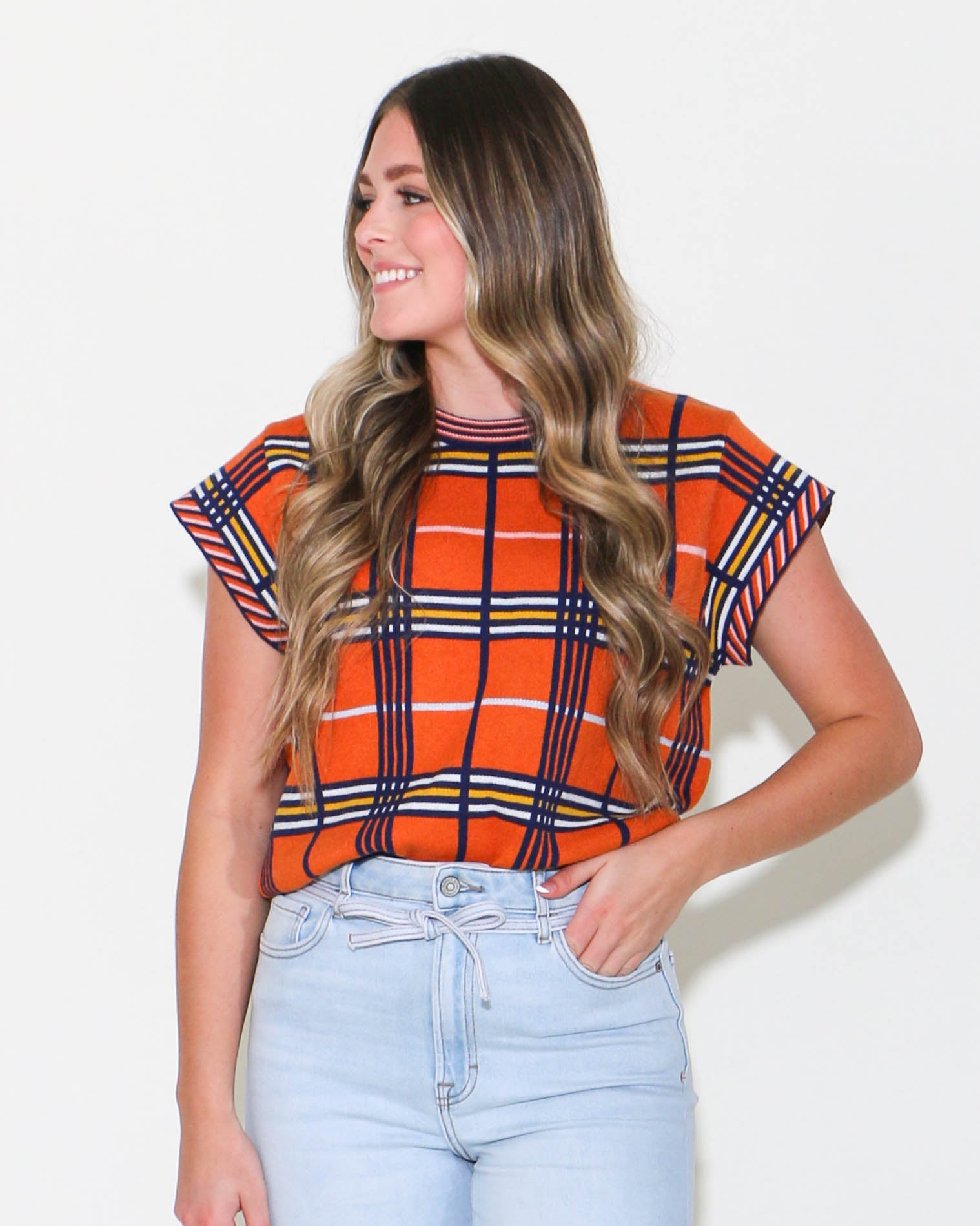 THML | Short Sleeve Plaid Top