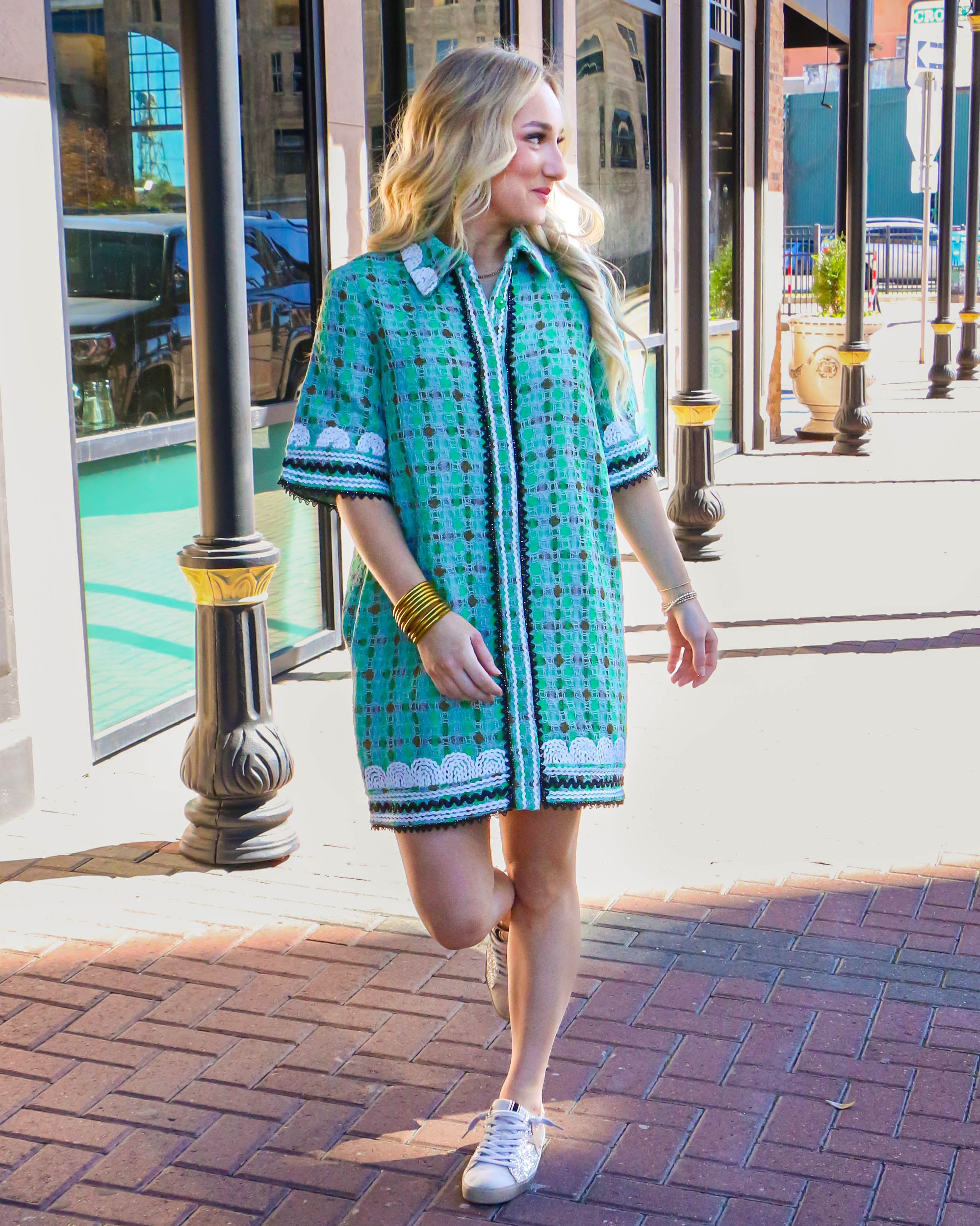 Mini Shirt Dress with RicRac Trim