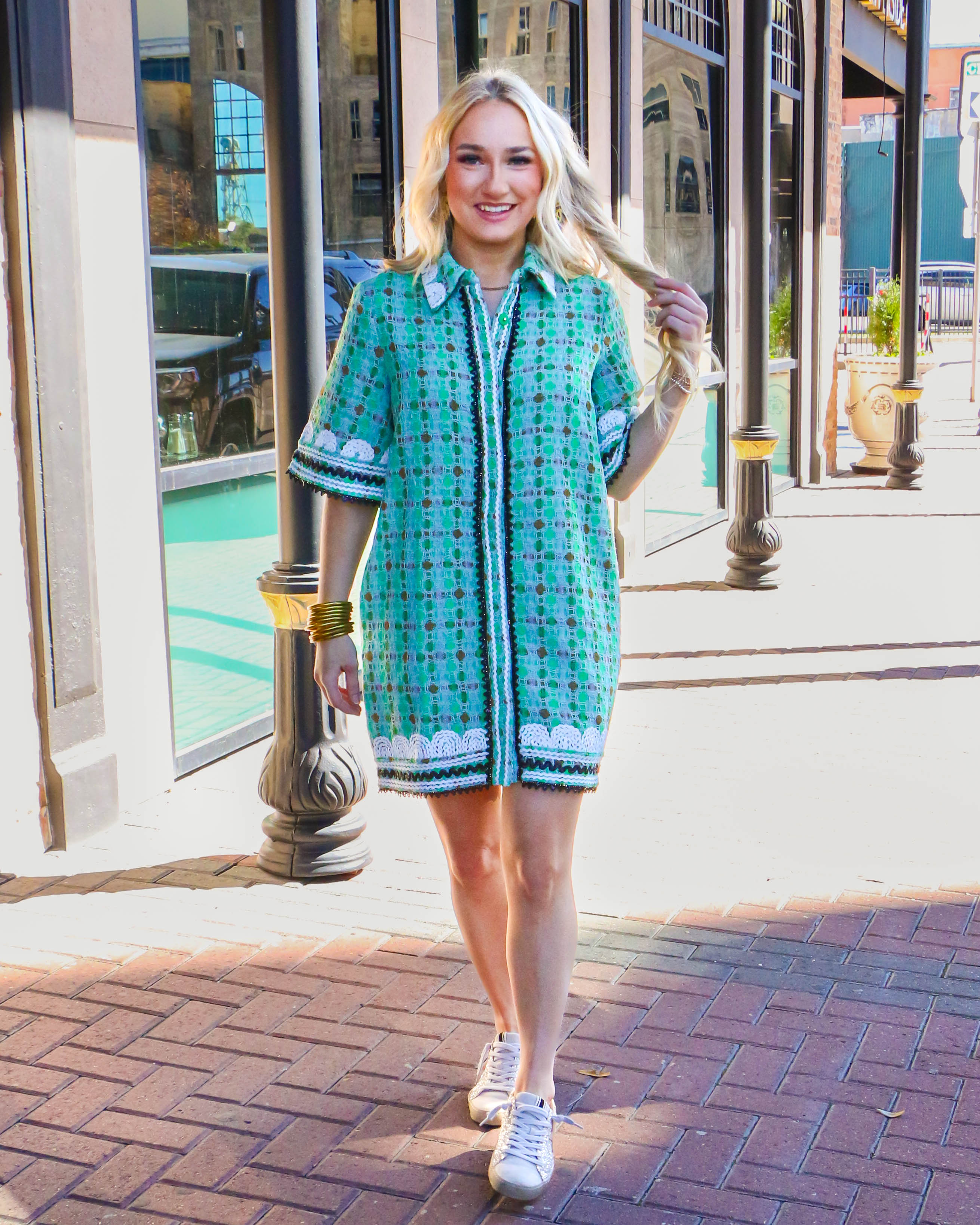 Mini Shirt Dress with RicRac Trim