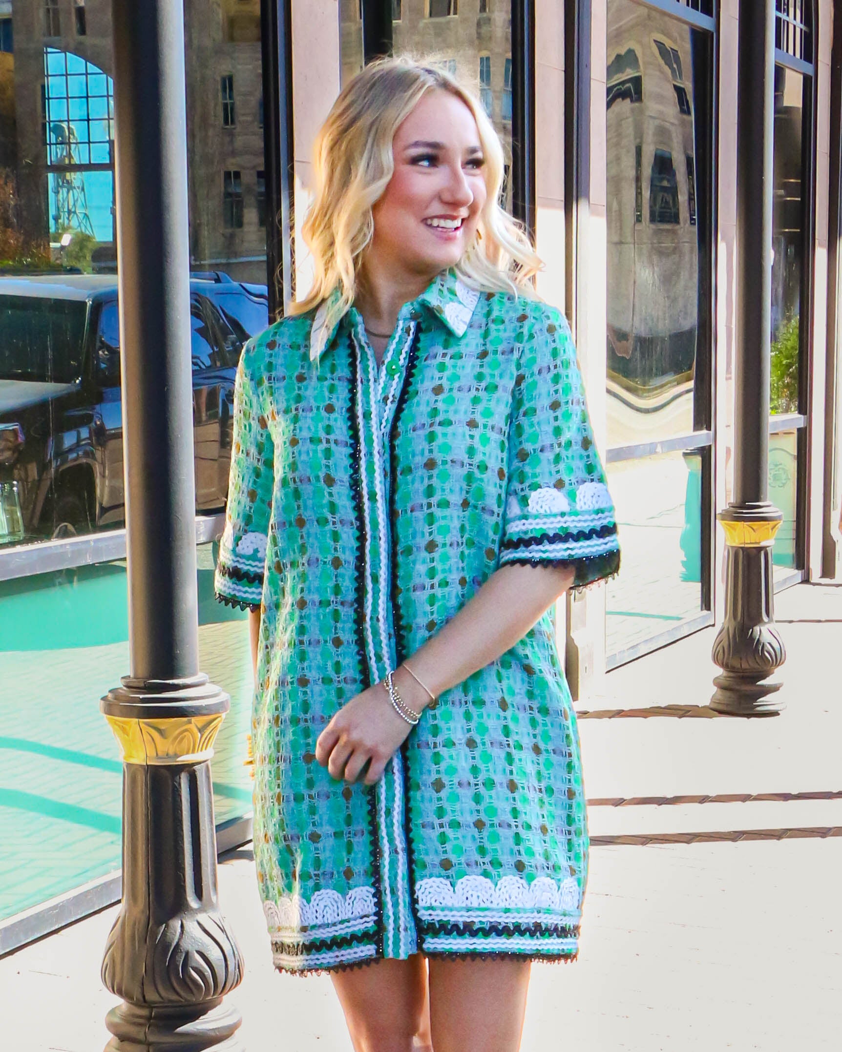 Mini Shirt Dress with RicRac Trim