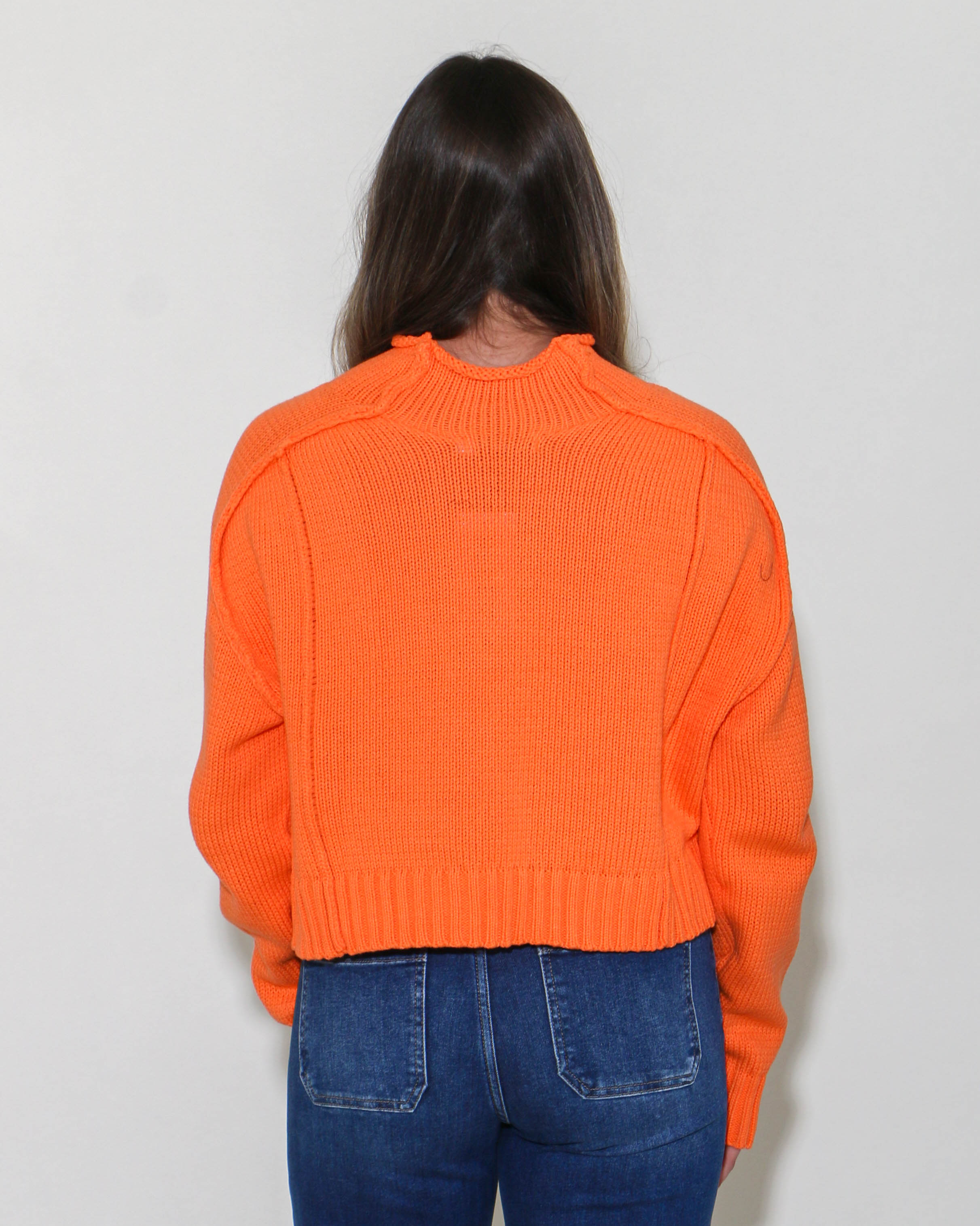 Solid Knit Oversized Sweater in Orange