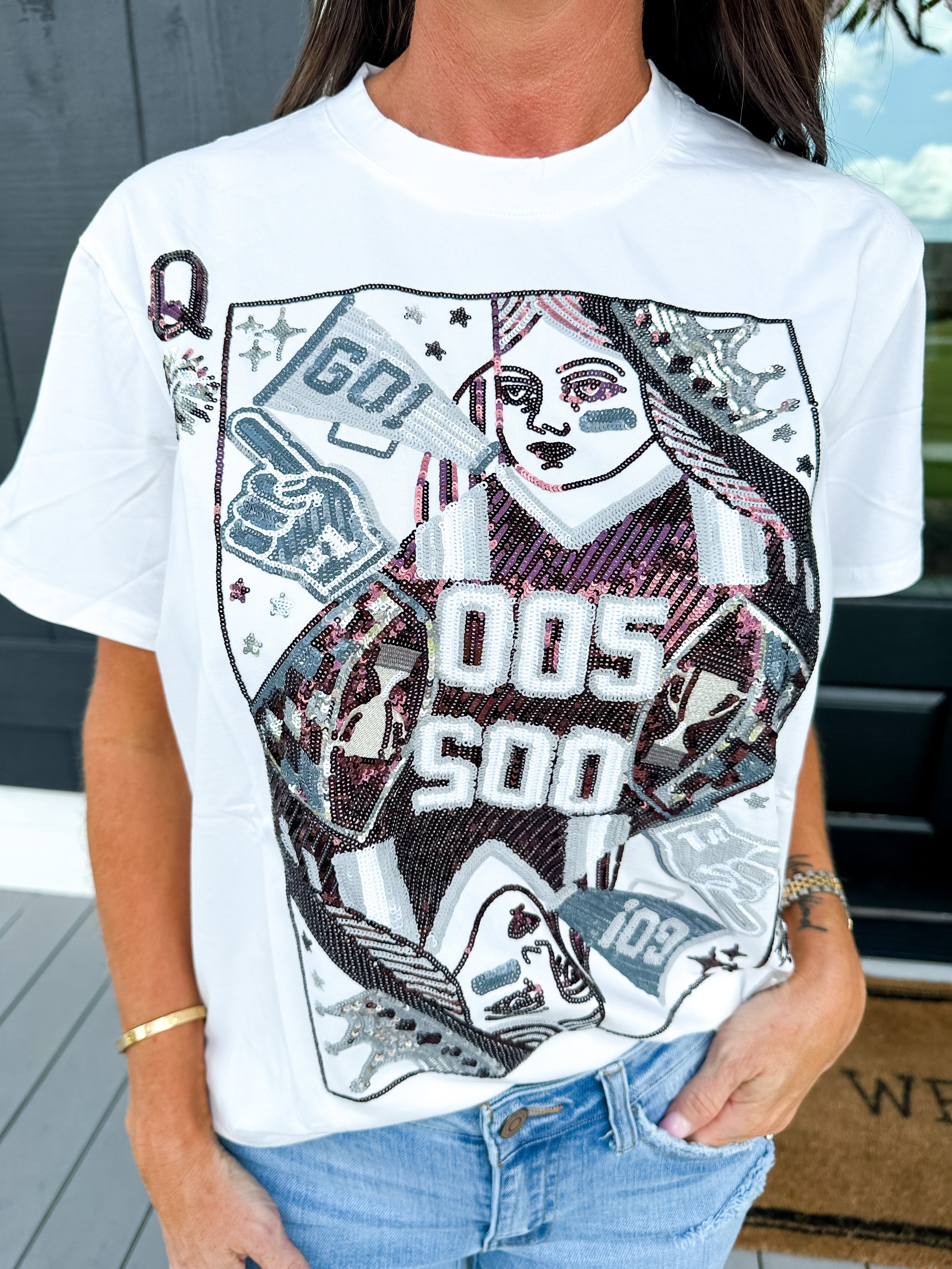 Game Day Card Tee Maroon/Silver