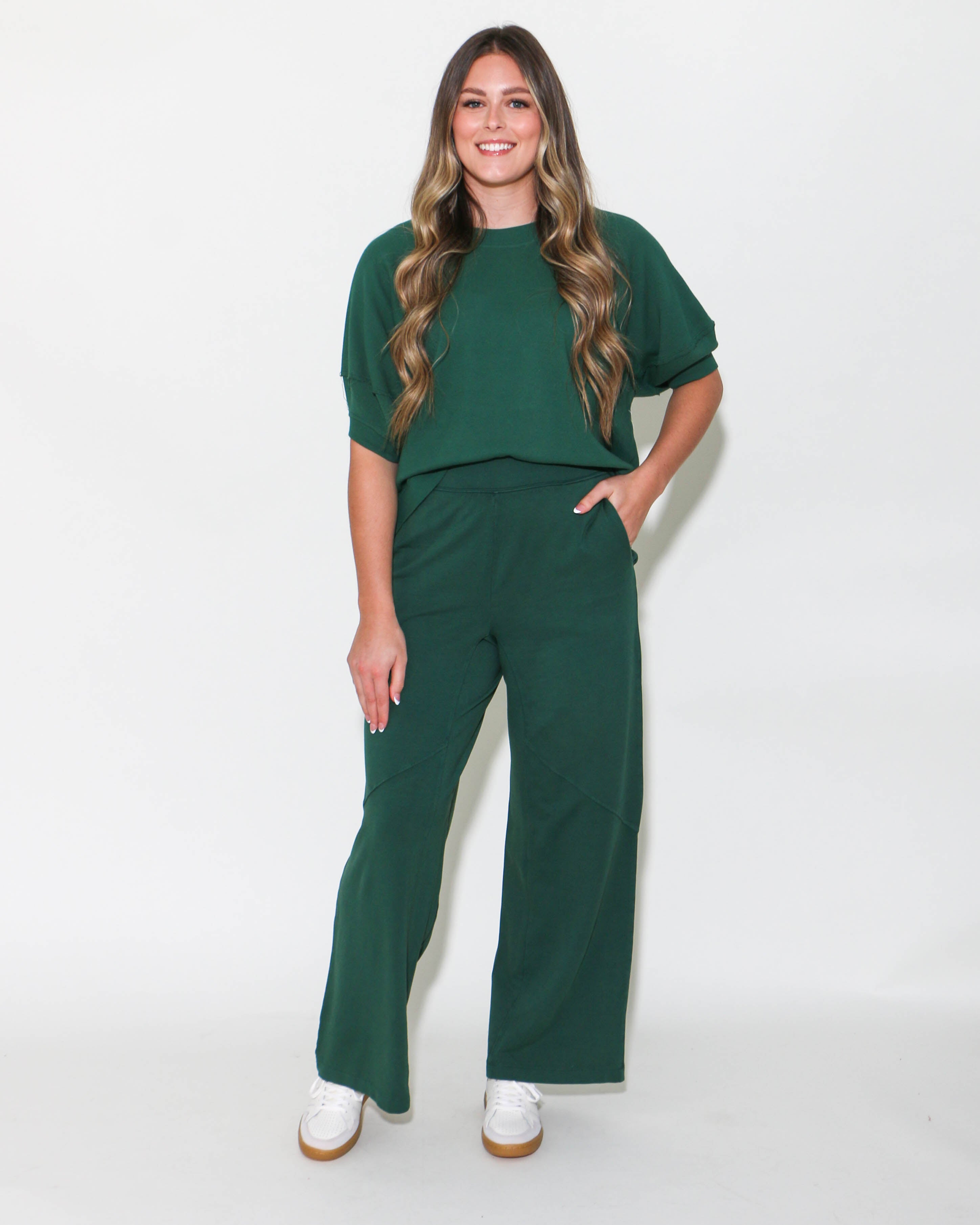 Hunter Green Bubble Sleeve Set