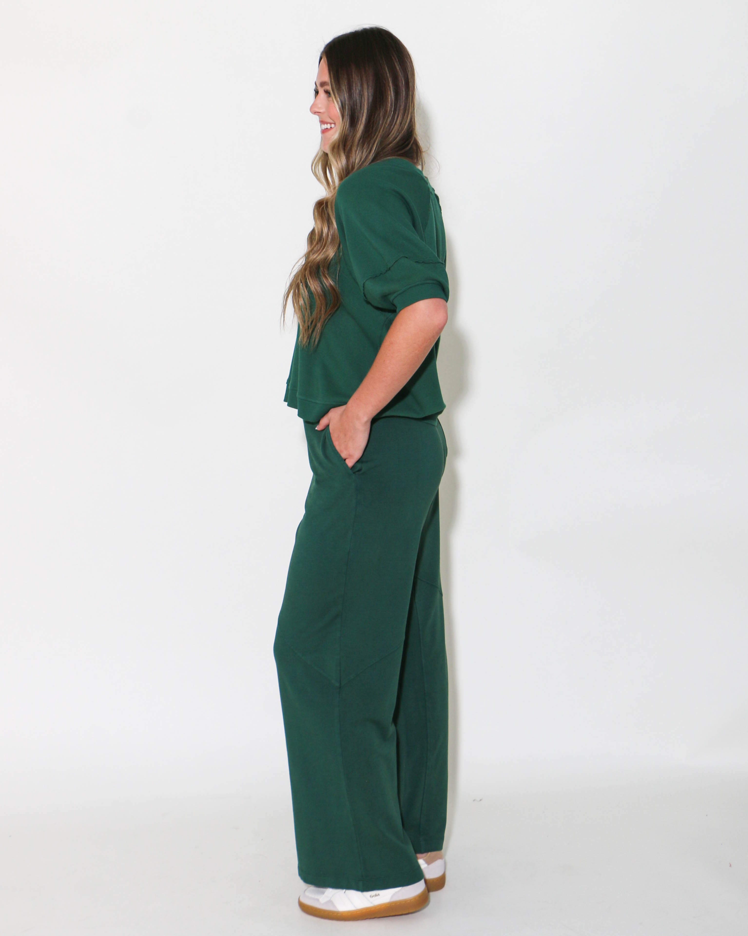 Hunter Green Bubble Sleeve Set