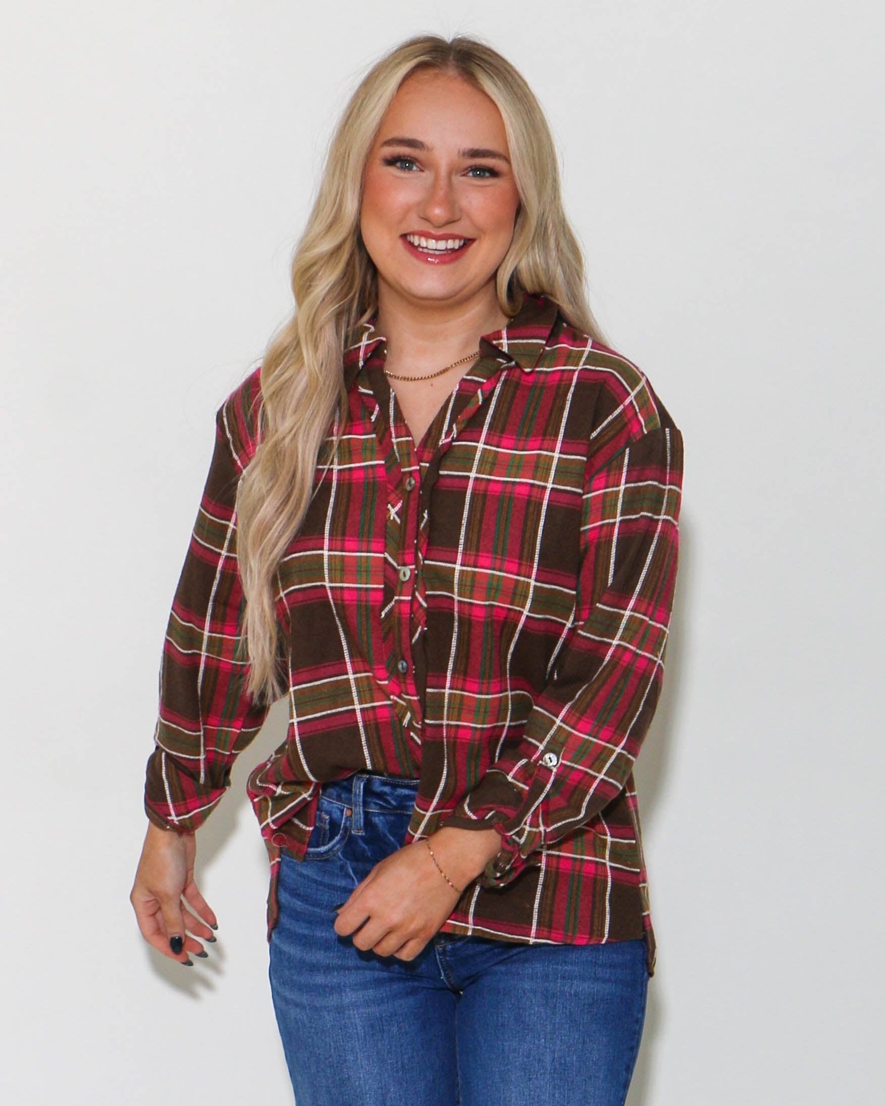 Checkered Button Down Top