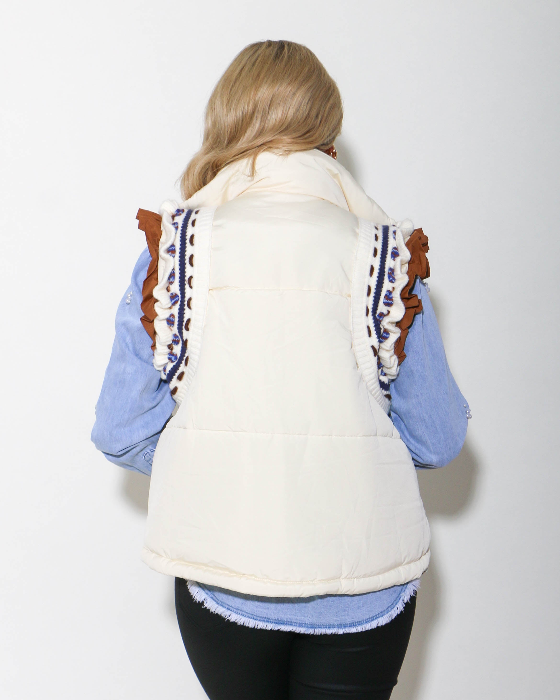 Elegant Embroidered Puffer Vest