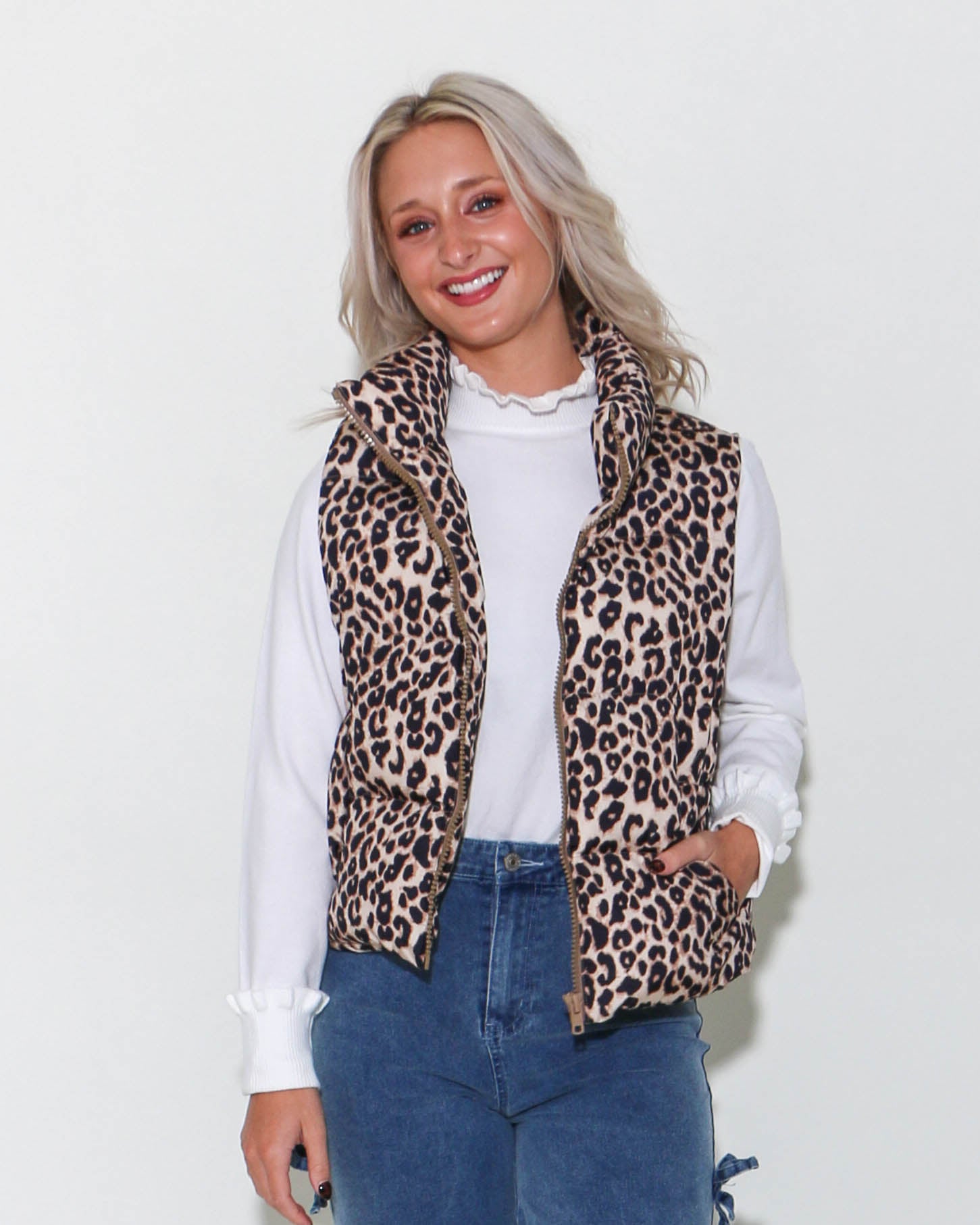 Leopard Puffer Vest